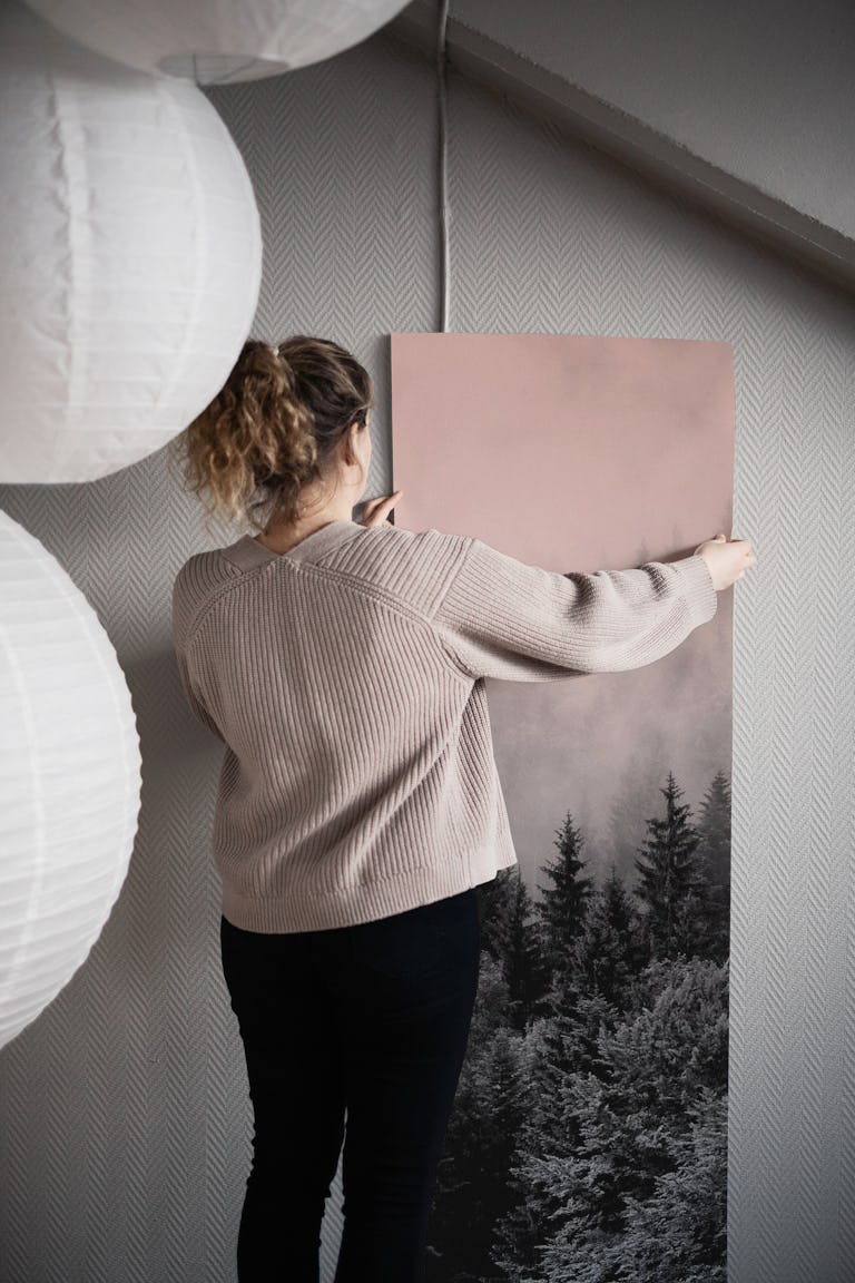 Dark pink dawn forest wallpaper roll