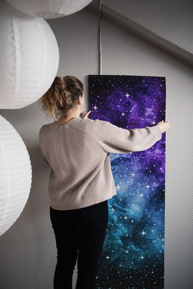 Purple Teal Galaxy Nebula 1 wallpaper roll