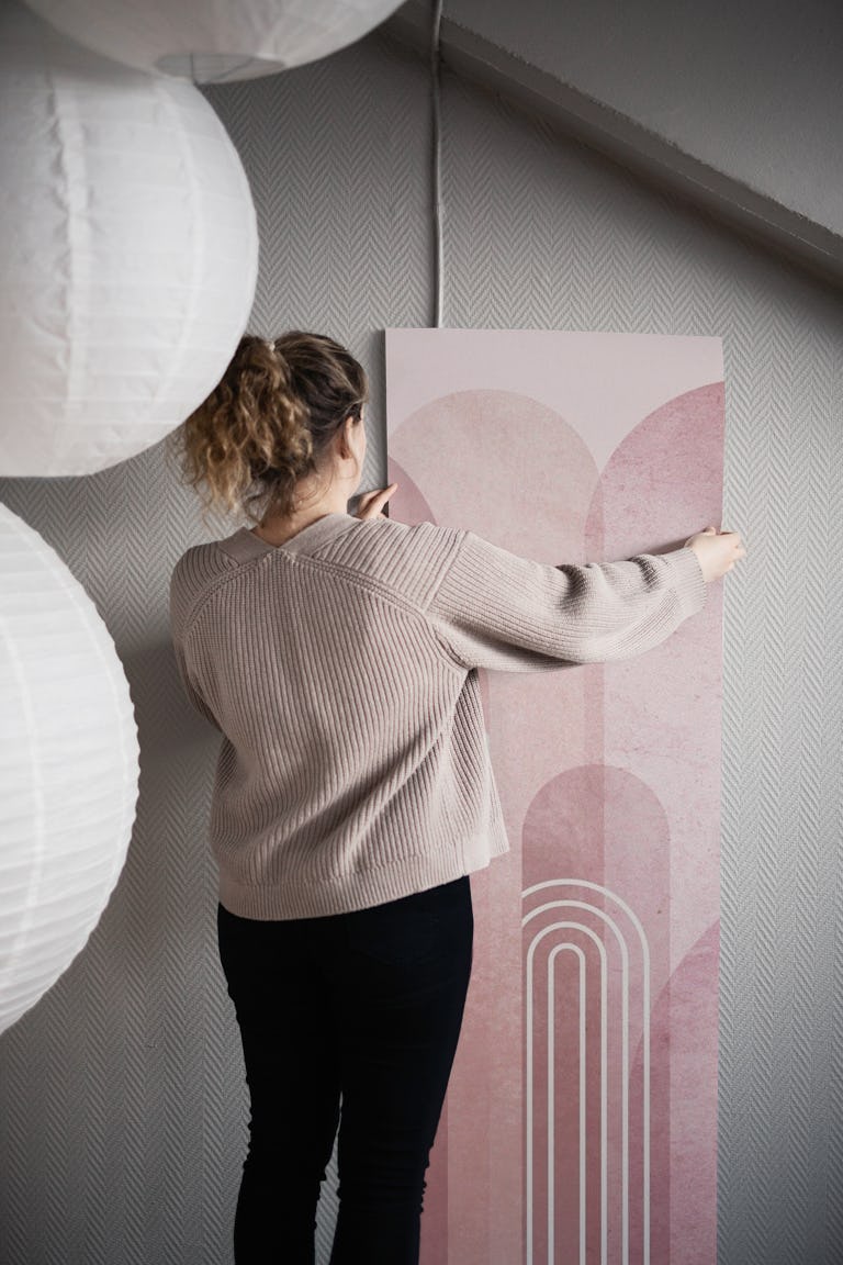 Blush Pink Mid Century Arches wallpaper roll