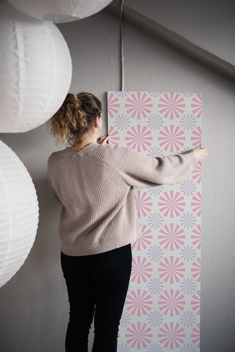 Pastel pink retro pattern wallpaper roll