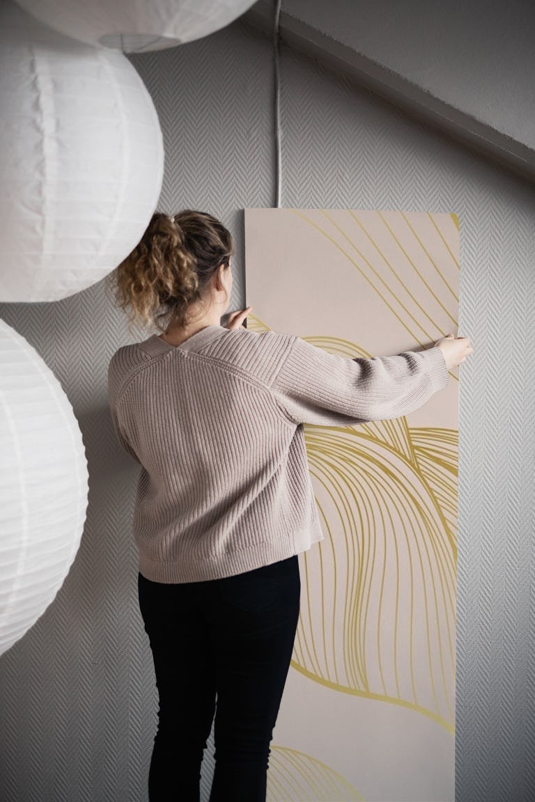 Blush golden lines wallpaper roll
