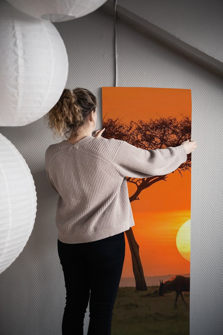 Safari sunset wallpaper roll