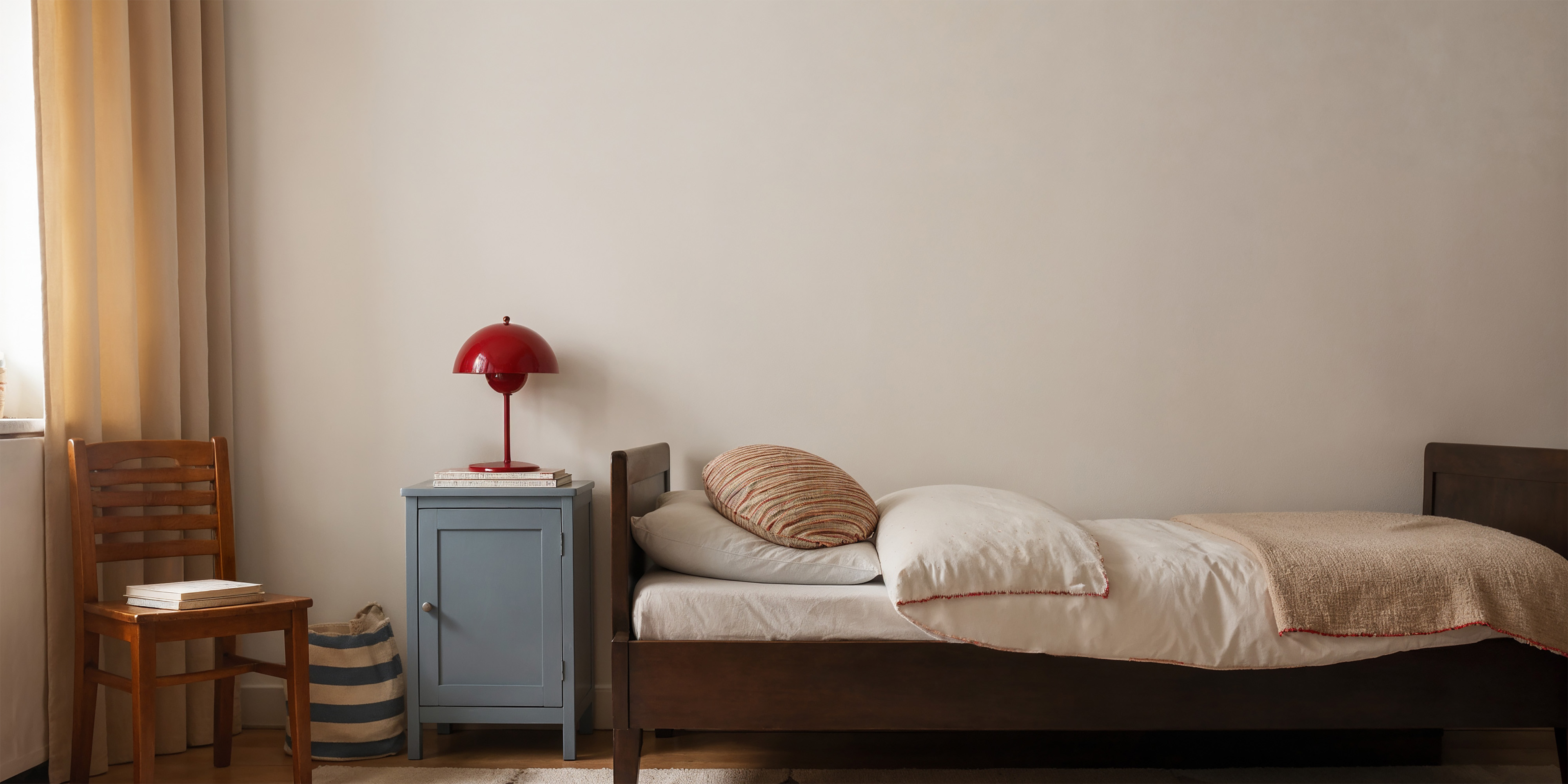 Terrazzo wallpaper in room with colorful abstract shapes