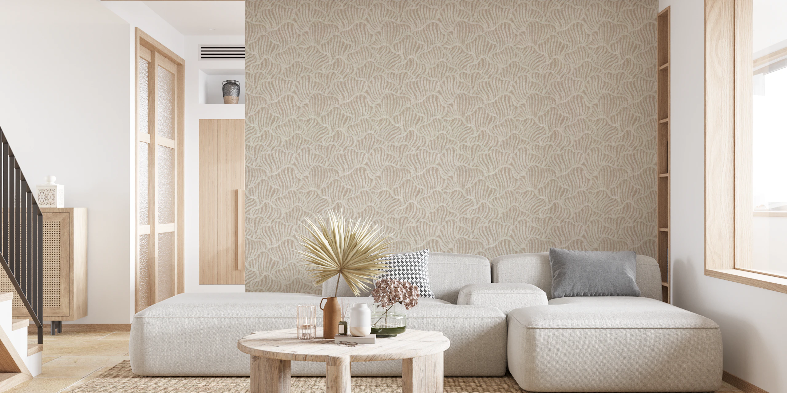 Beige Coastal Scallop Shell Wallpaper