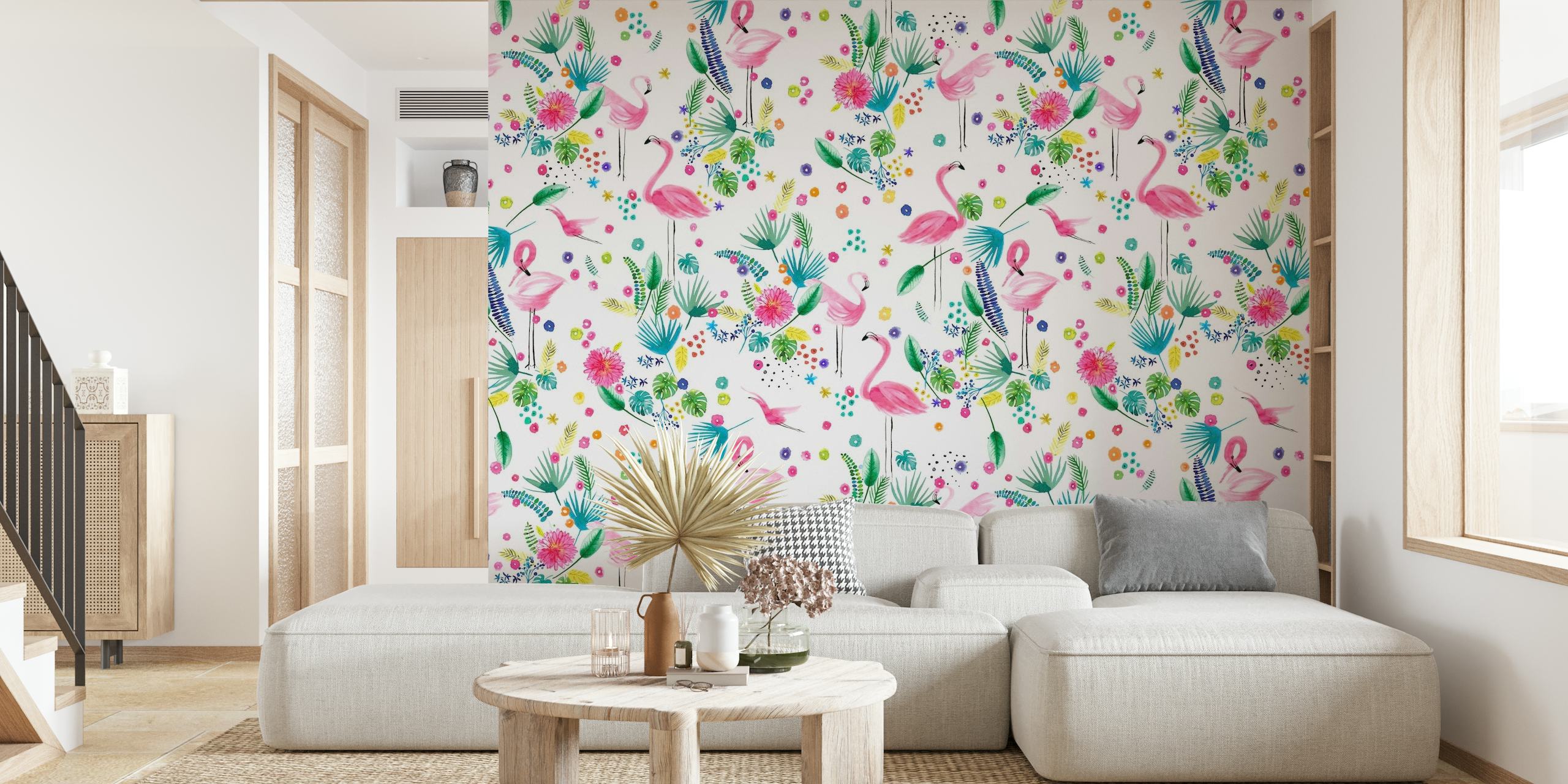 Tropical Flamingos papel de parede