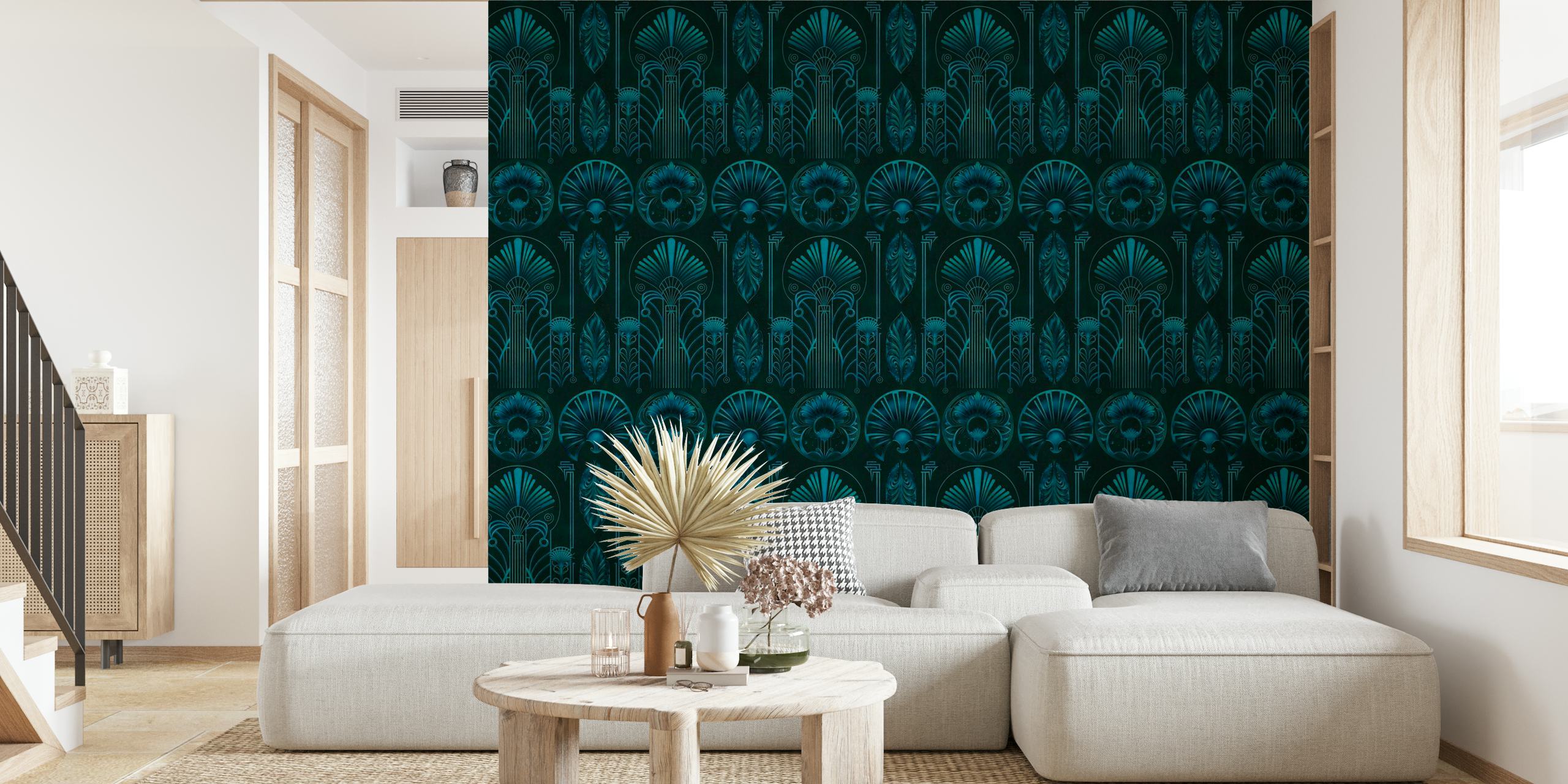 Art Deco Turquoise Teal Luxury papel de parede