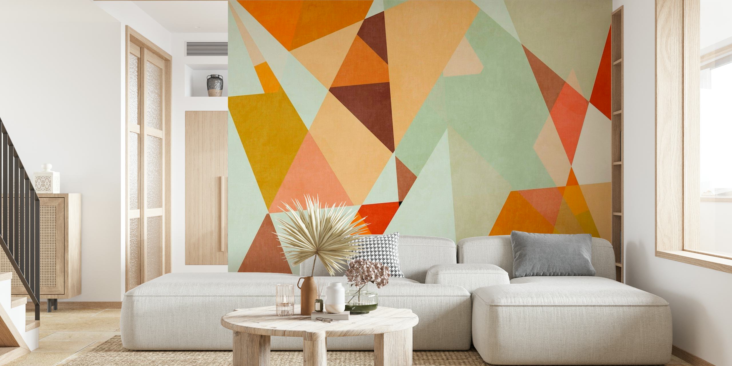 Abstract mid century geometric triangles papel de parede