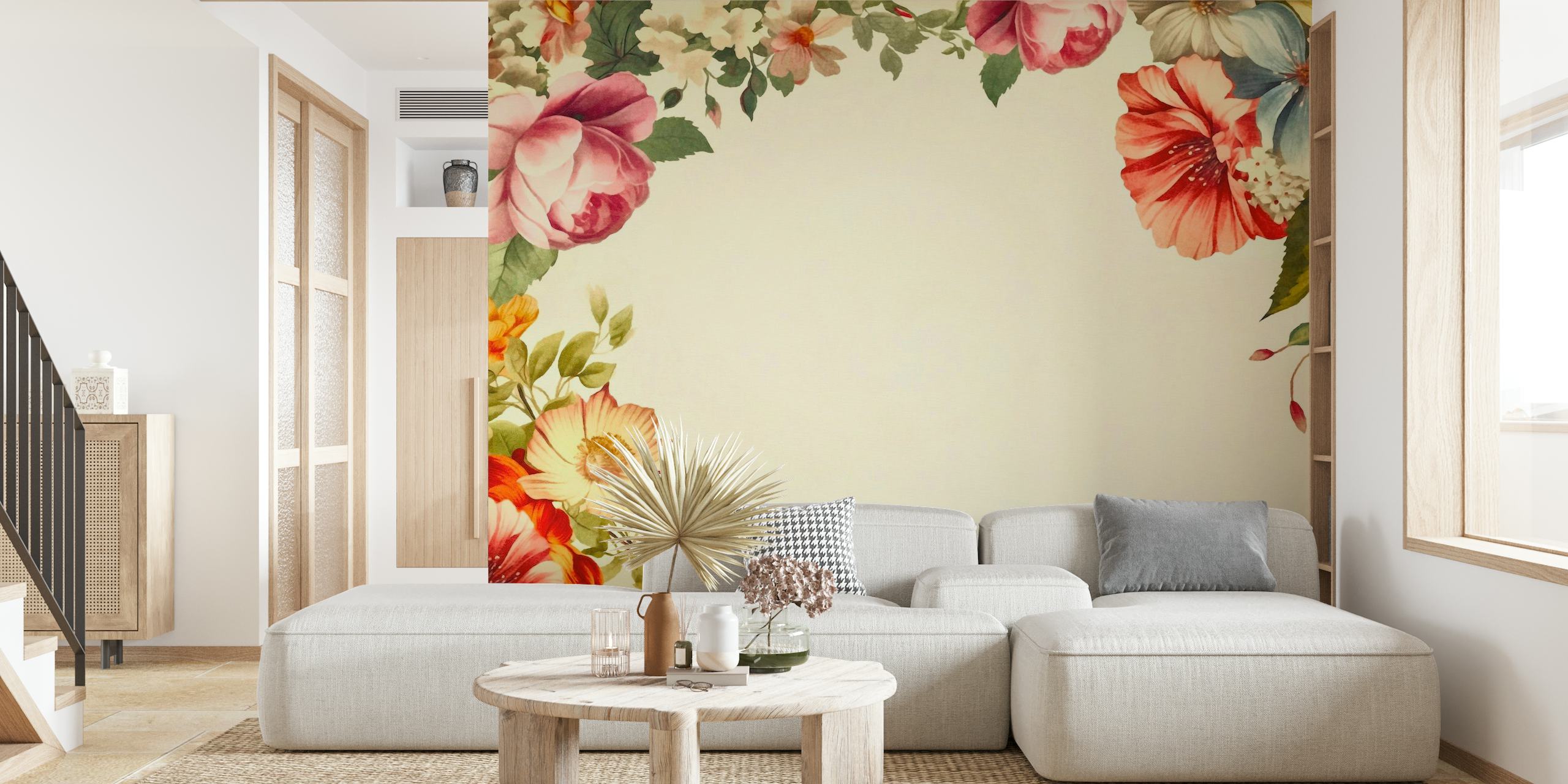 Watercolor Whimsy Blossoms Floral Frame papel de parede