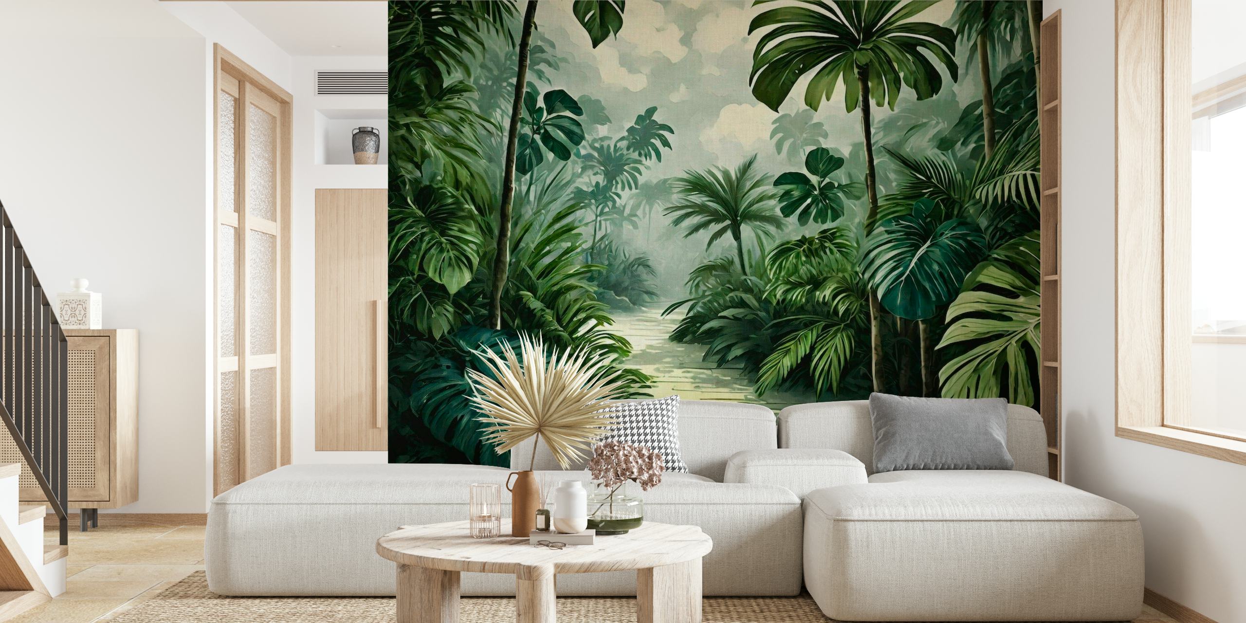 Tropical jungle palms papel pintado
