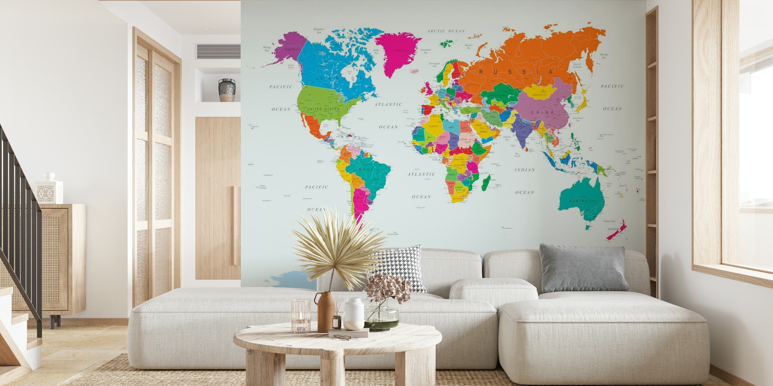 World Map in Fun Colours tapet