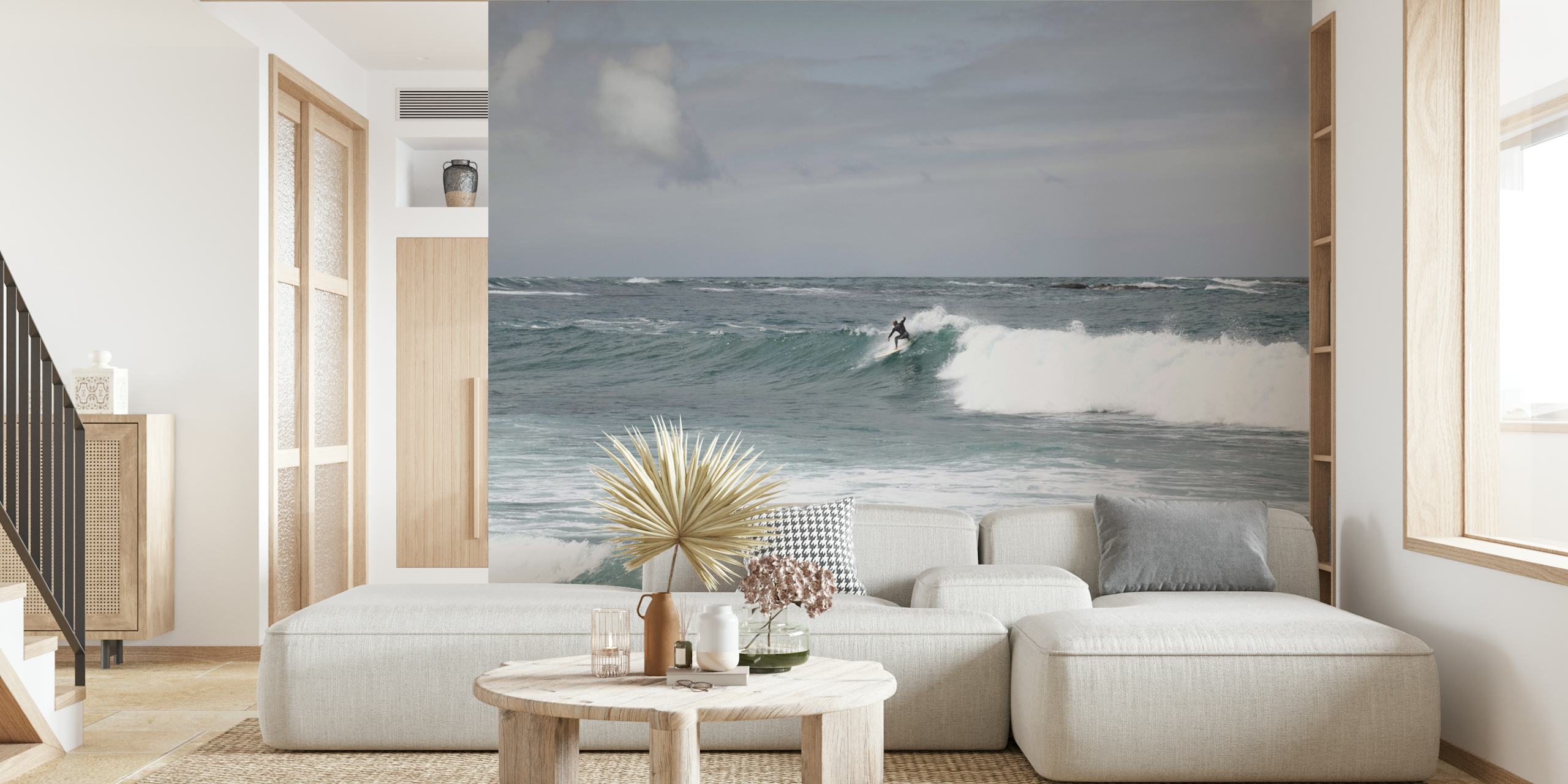 Surfer Riding the Wave 1 tapet i et rom