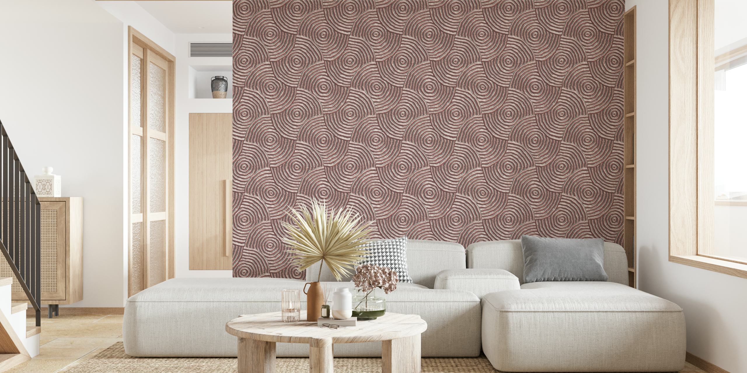 Geometric spiral pattern in rosegold tones wallpaper