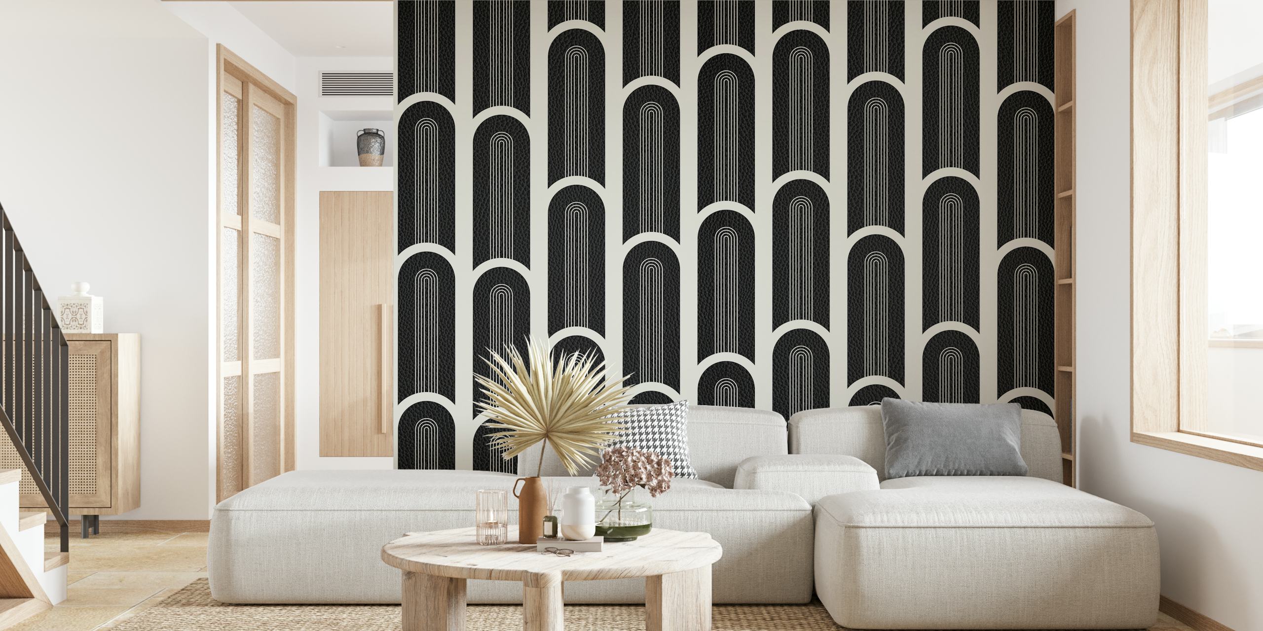Mid Century Arches i sort tapet i et rum