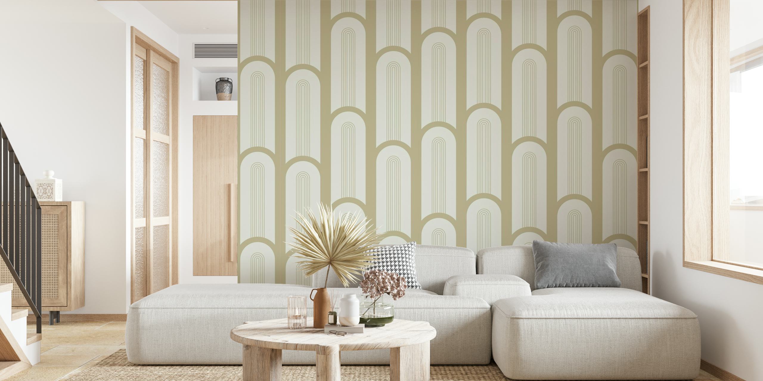 Mid Century Arches Biscuit wallpaper