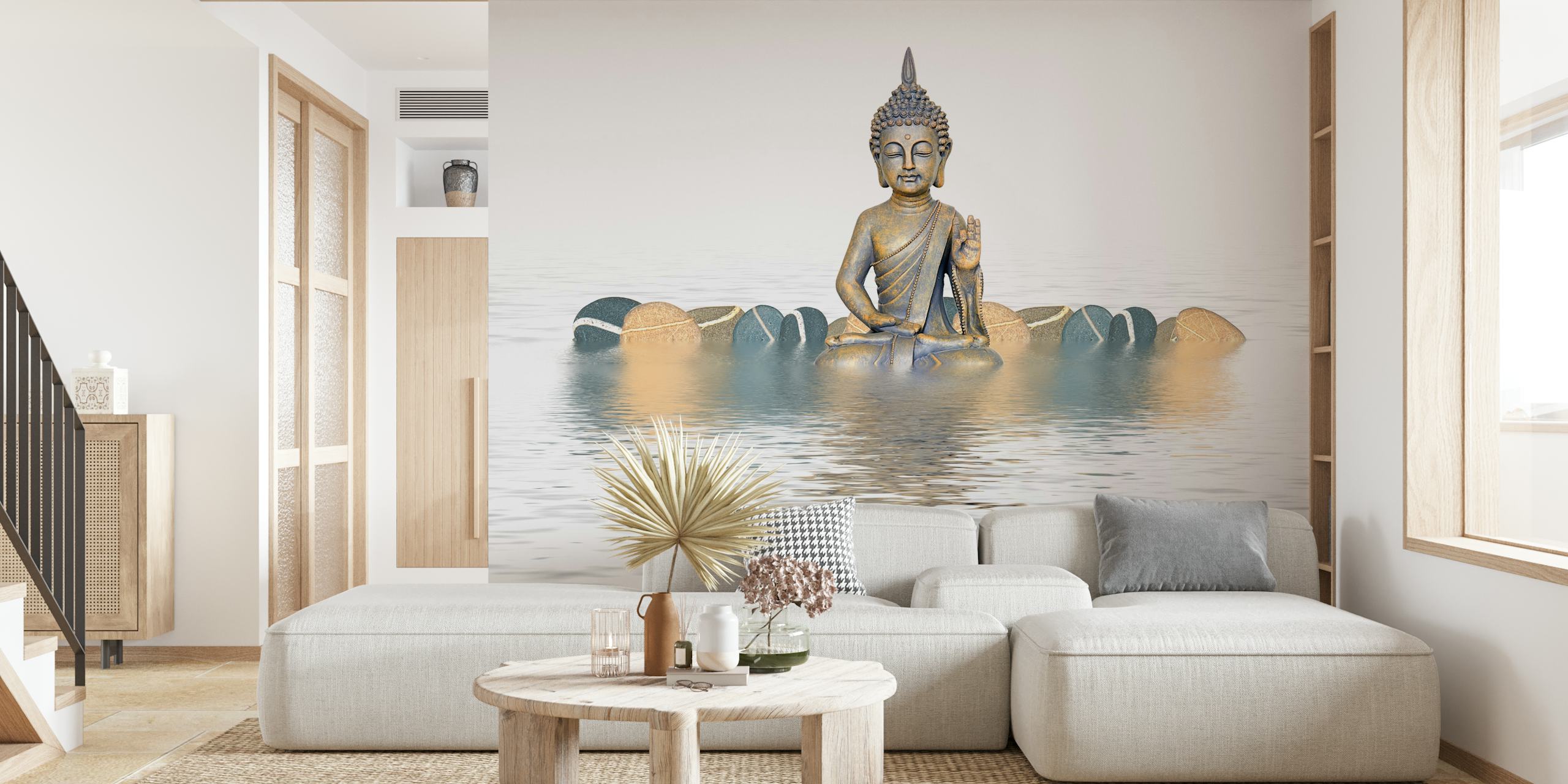 Zen Style Buddha tapet i en modern miljö