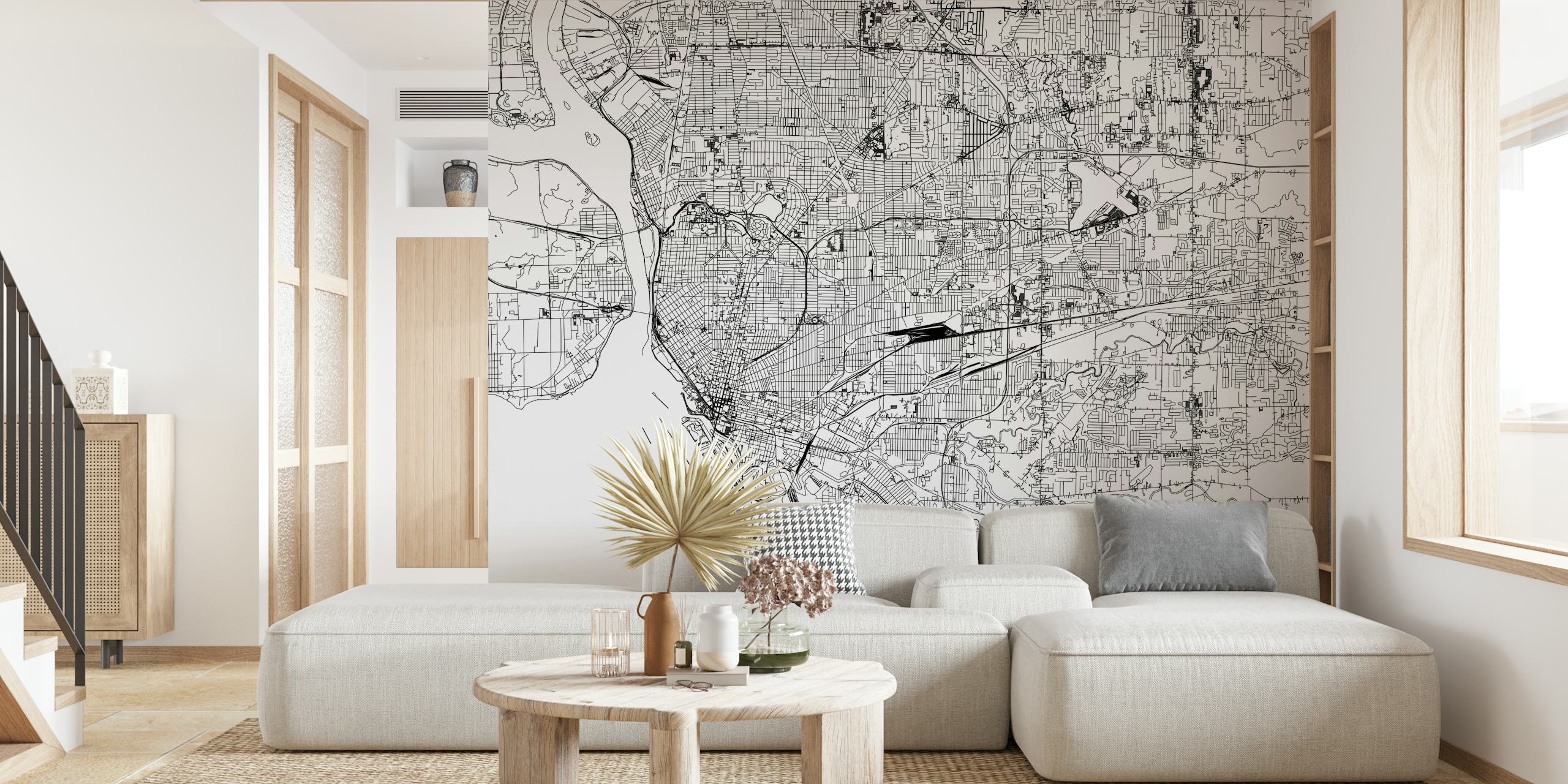 Buffalo Map wallpaper in a modern interior