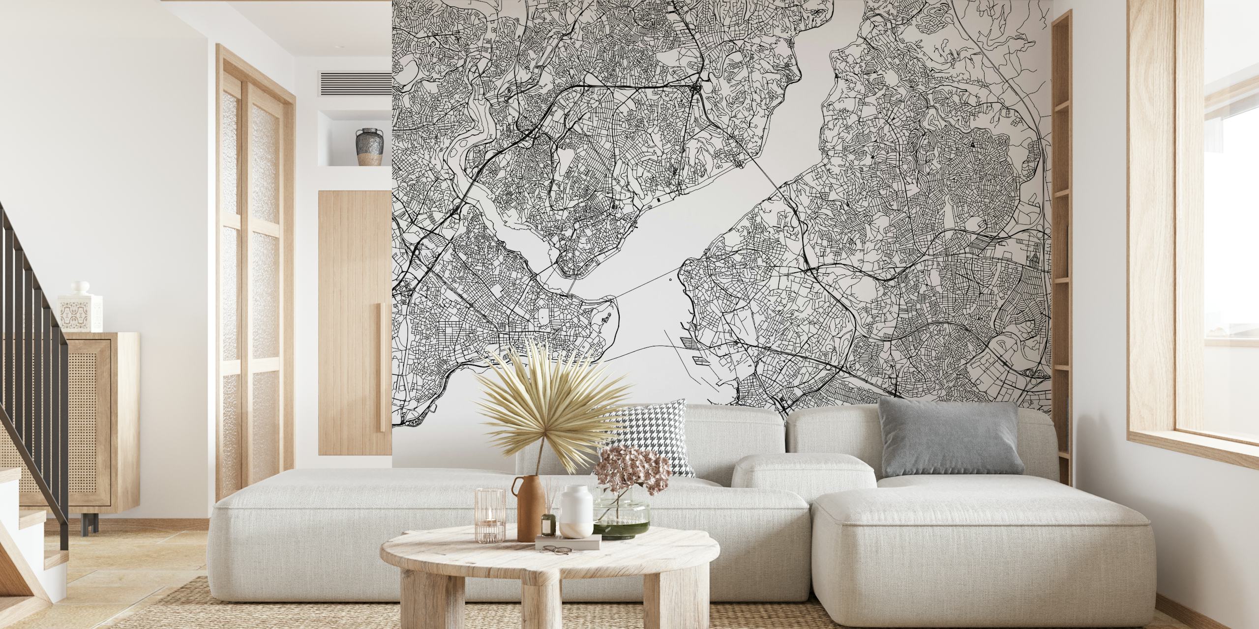 Monimutkainen Istanbul Map Seinämuralisuunnittelu