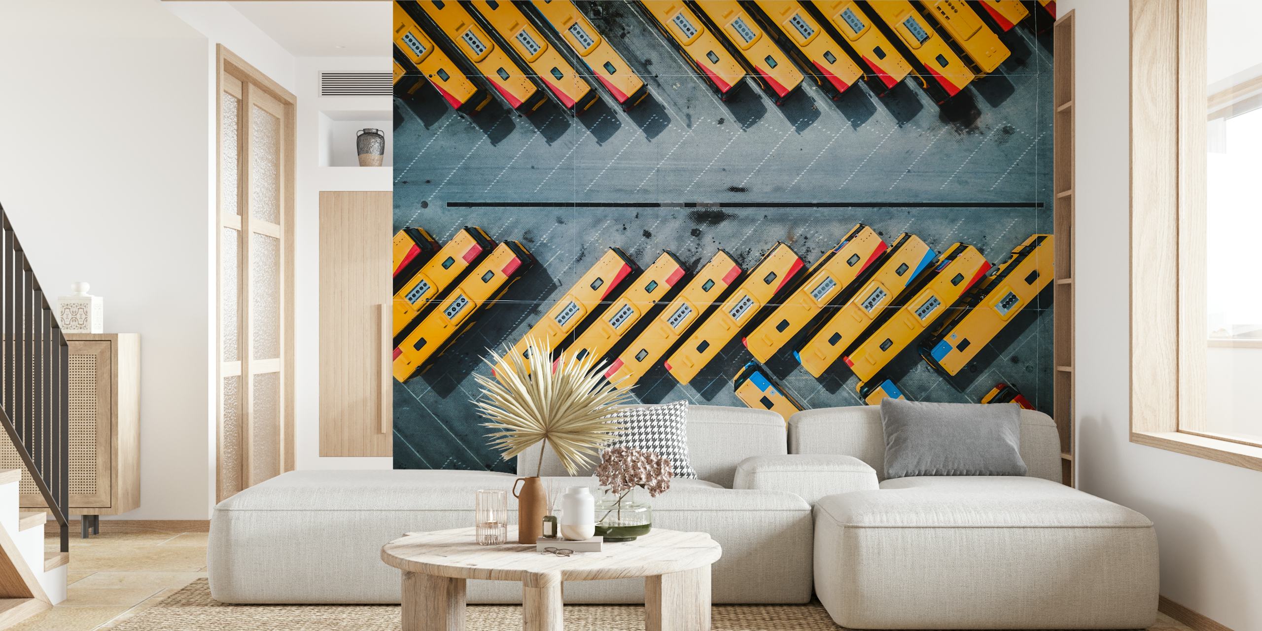 Luchtfoto van kleurrijke voertuigen