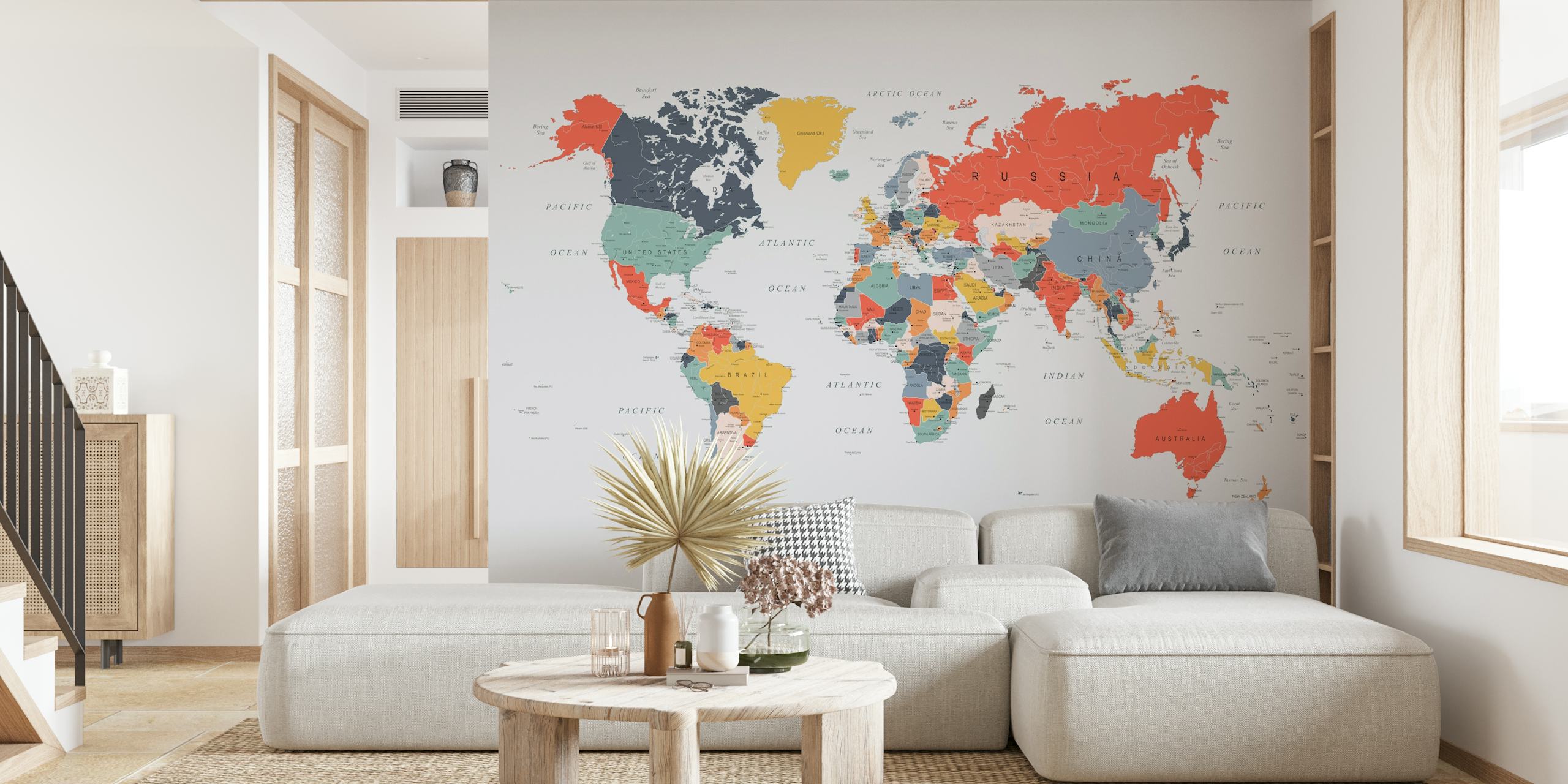 Χρωματιστός World Map in Happy Colors με διάφορα χαρούμενα χρώματα για κάθε χώρα