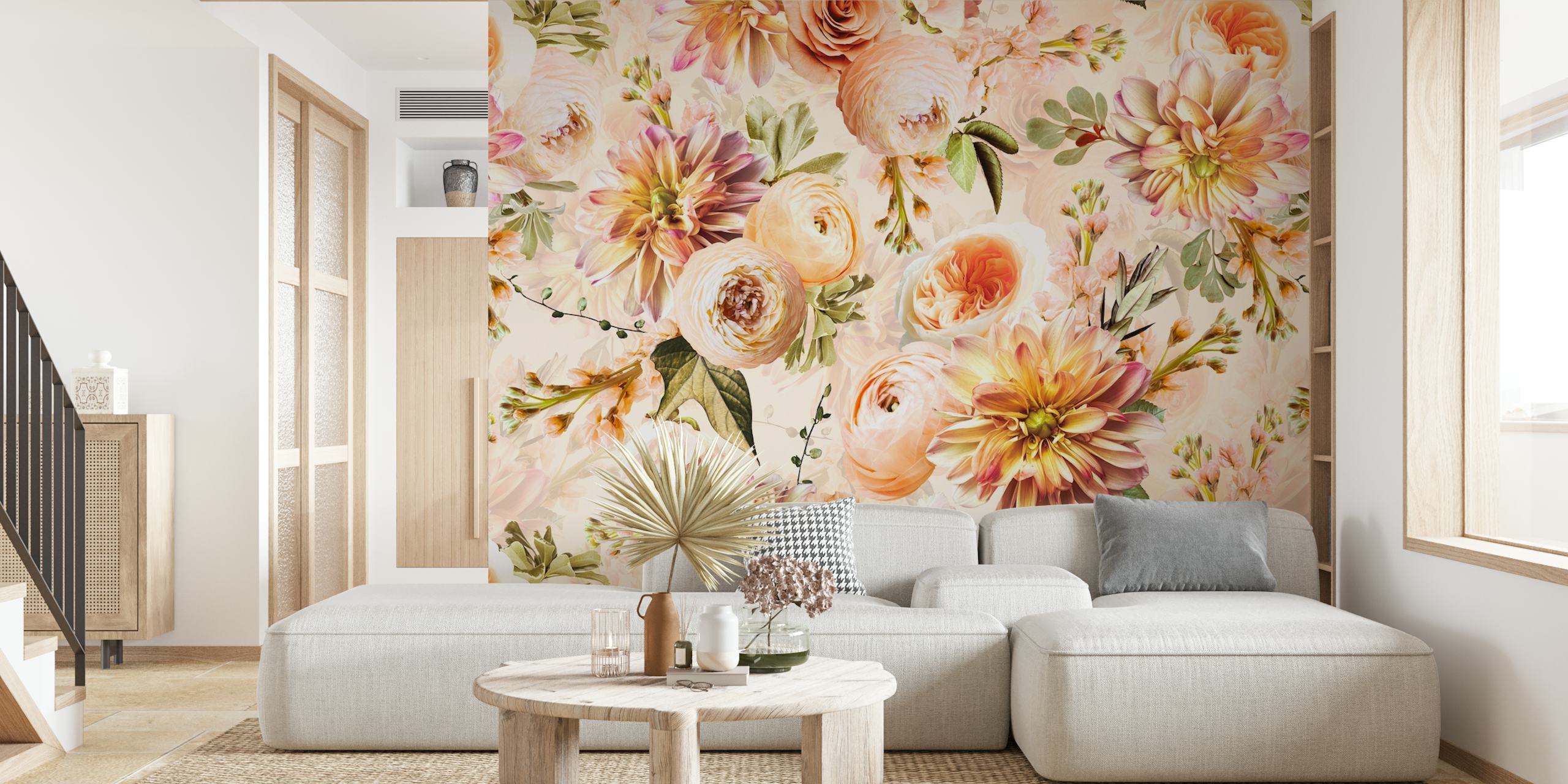 Baroque Lush Peach Fall Garden em um quarto
