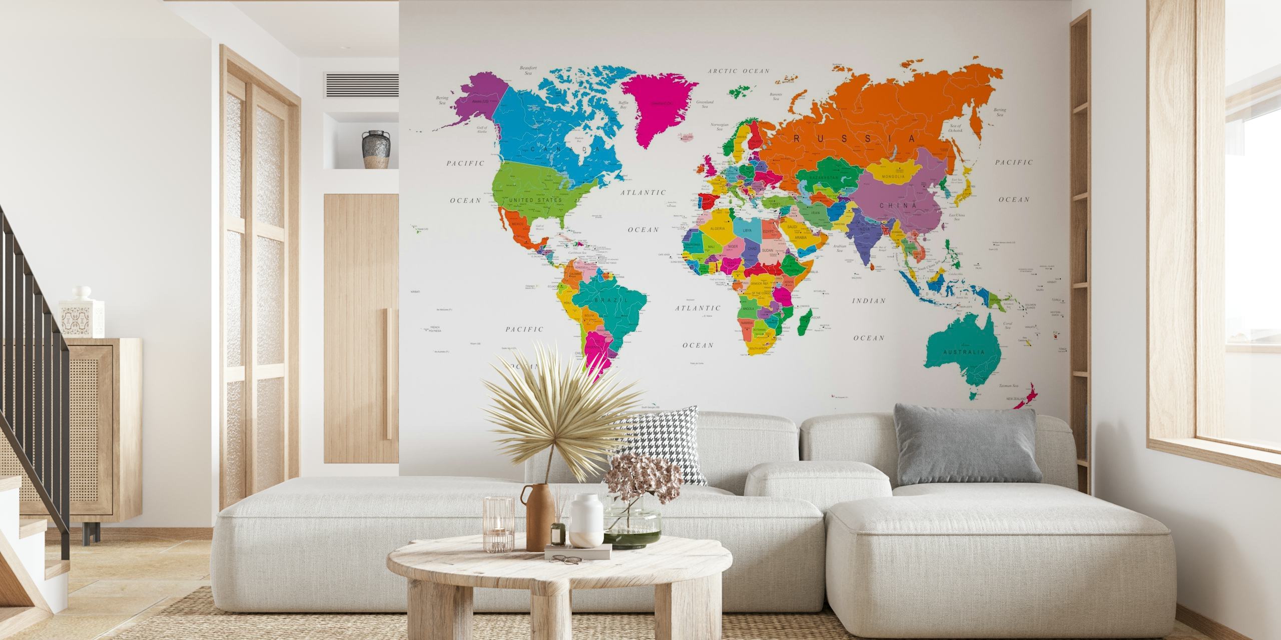 Vibrant Fun World Map Wallpaper for Kids & Classrooms | Happywall