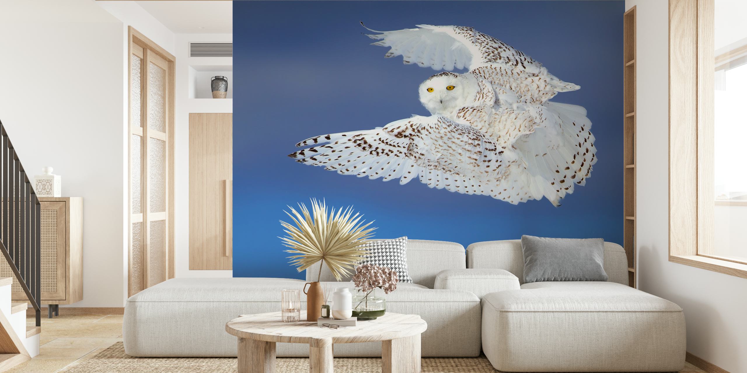 Diseño de papel tapiz volador de Snowy owl