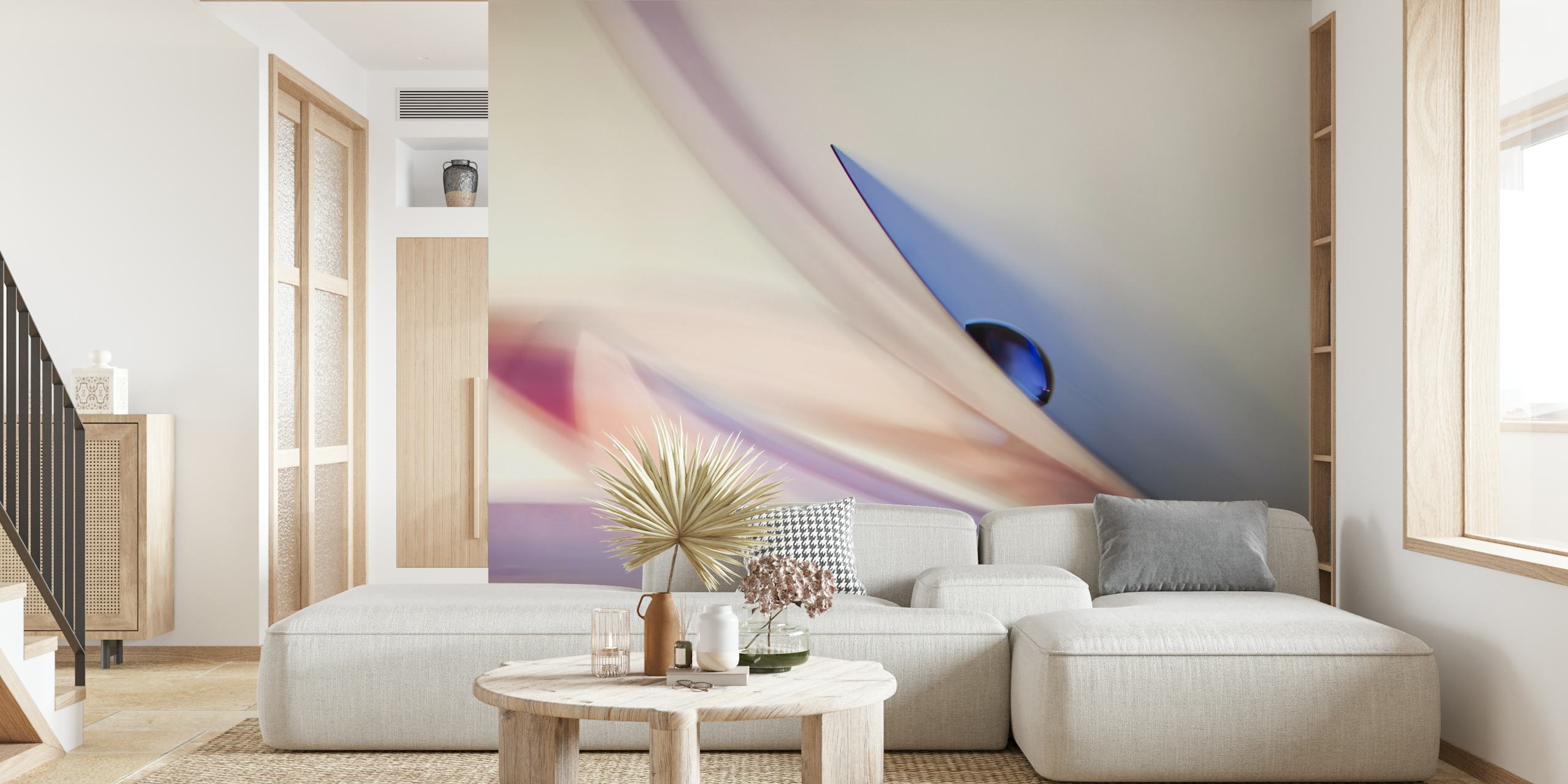 The blue drop wallpaper displayed in a room