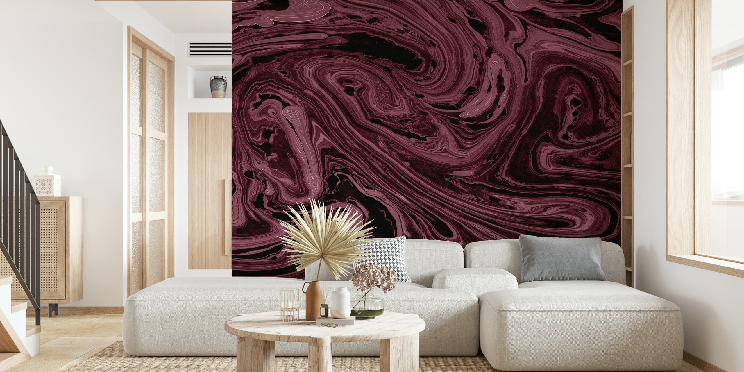 Εντυπωσιακό Burgundy Marble τοιχογραφία σε situ