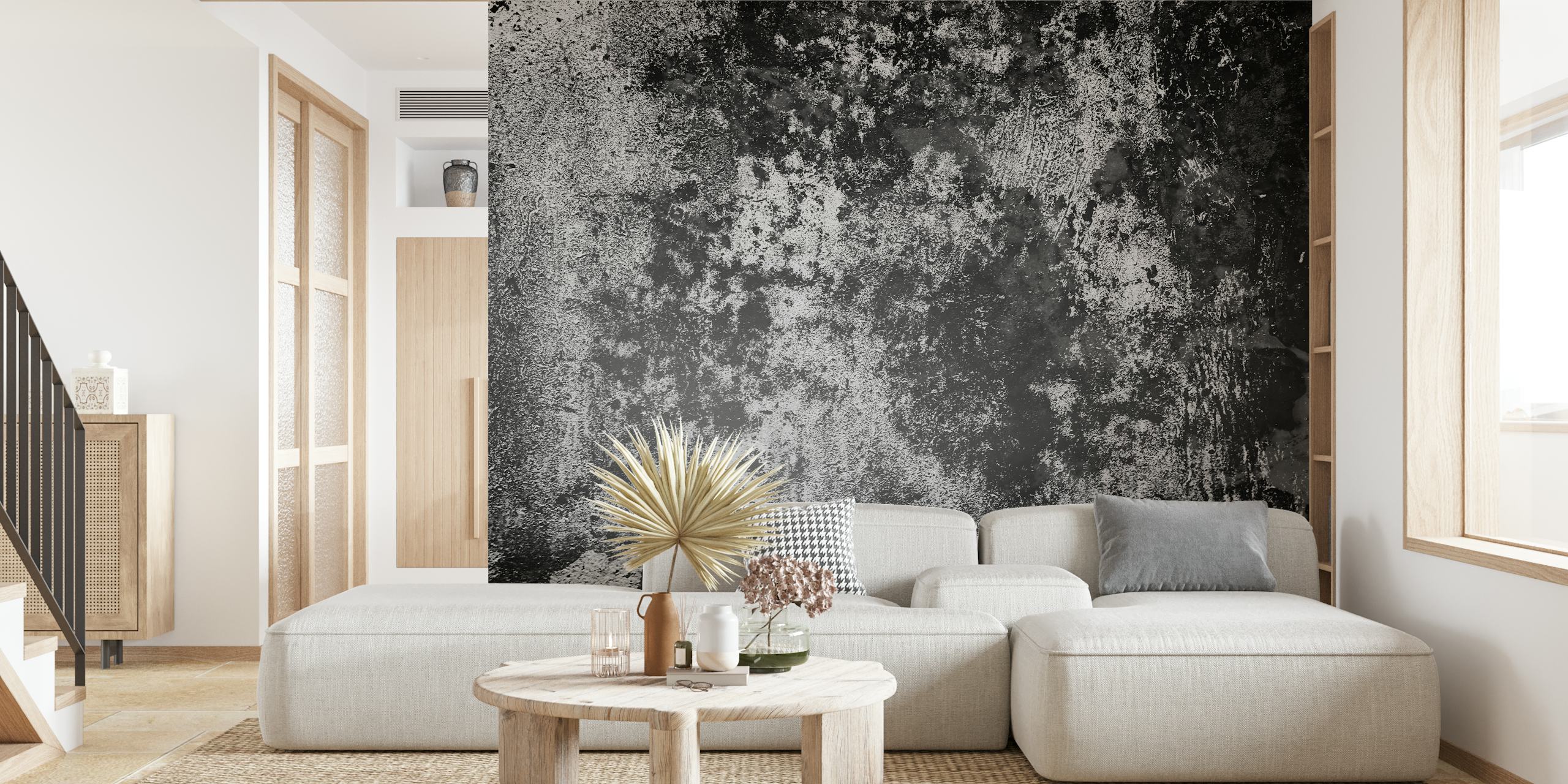 Textured black and grey concrete wallpaper, abstract style