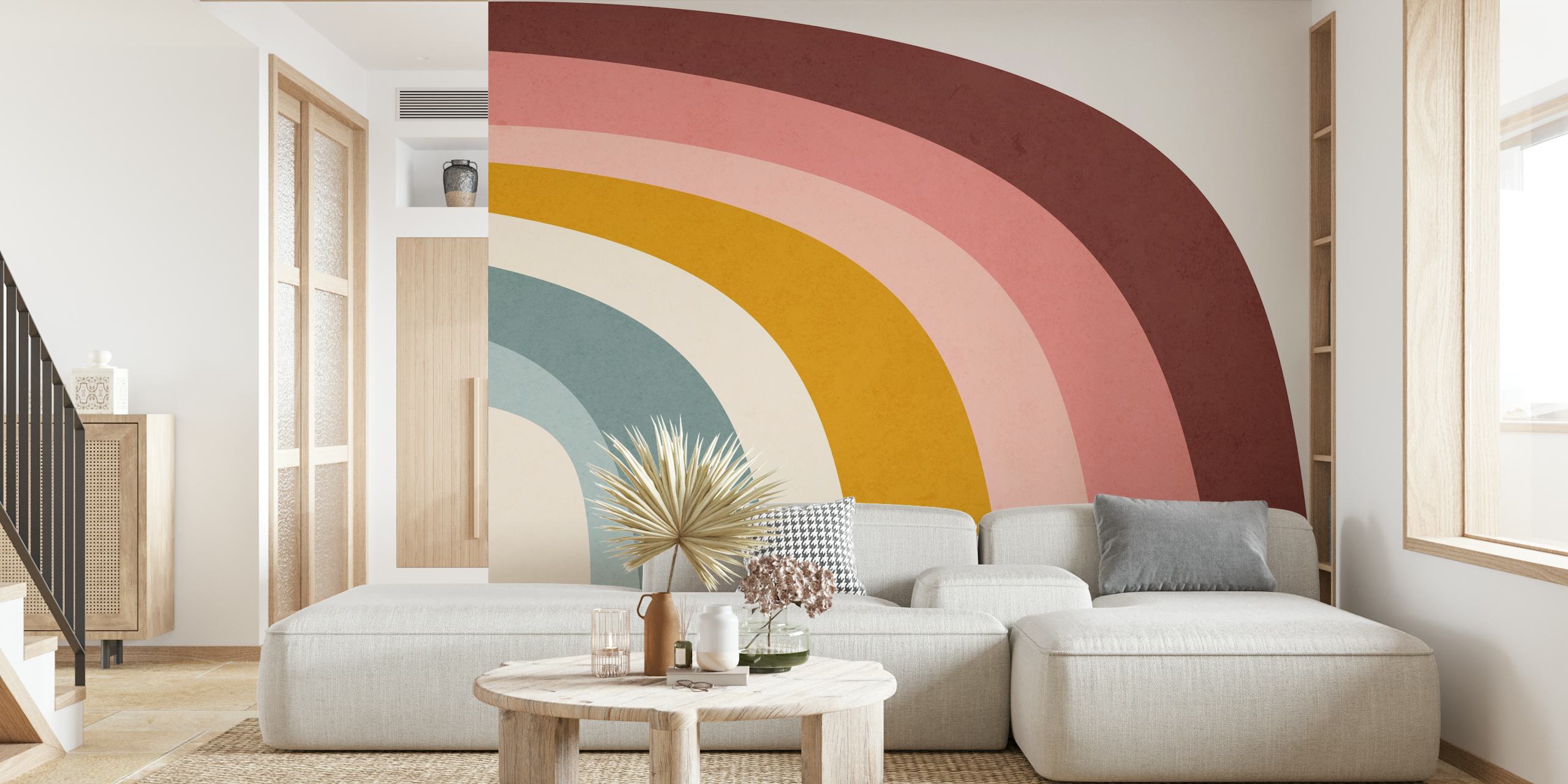 Retro rainbow line wallpaper in pastel colors