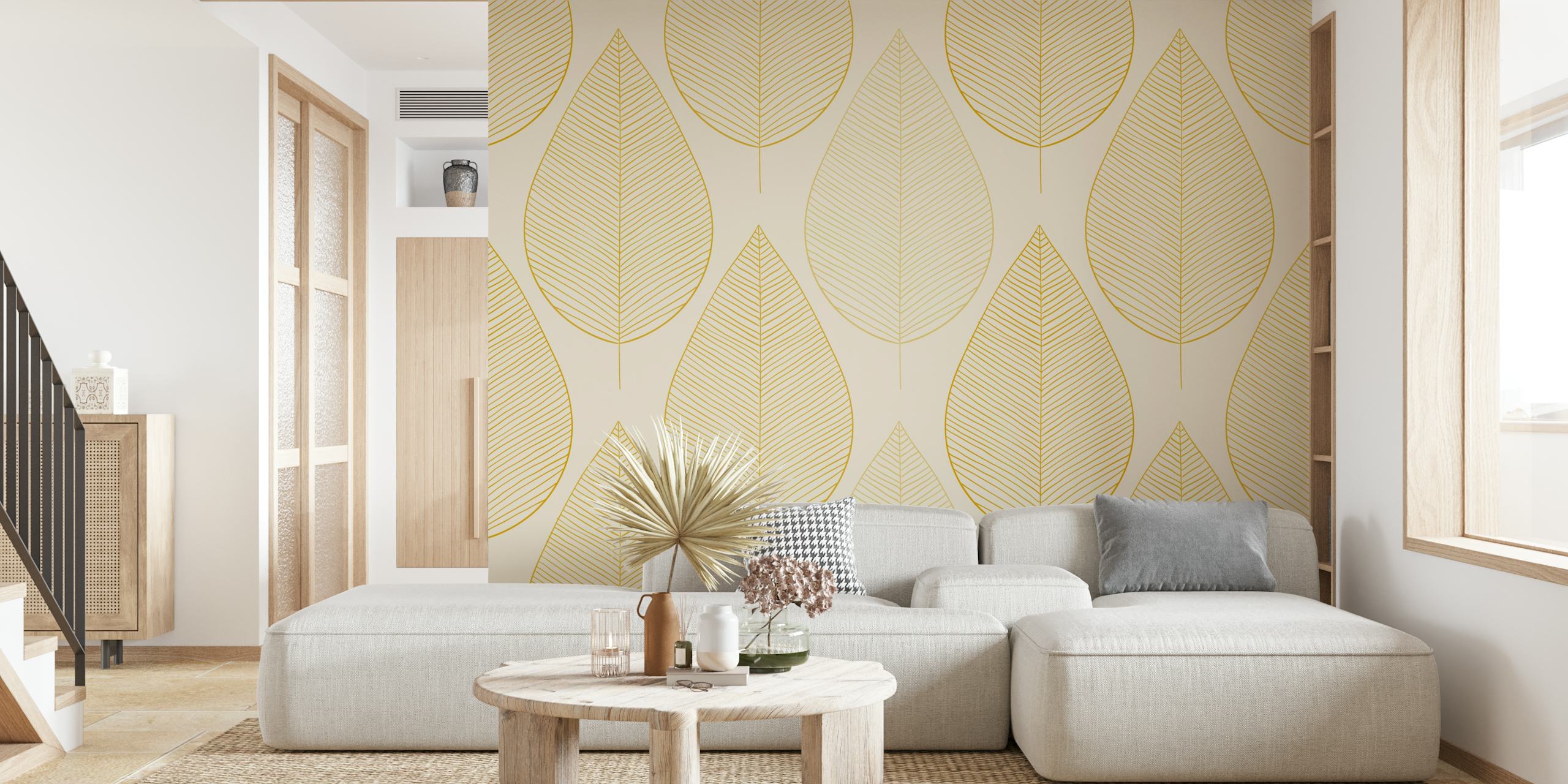 Japan Leaves Minimalism tapet i et rum