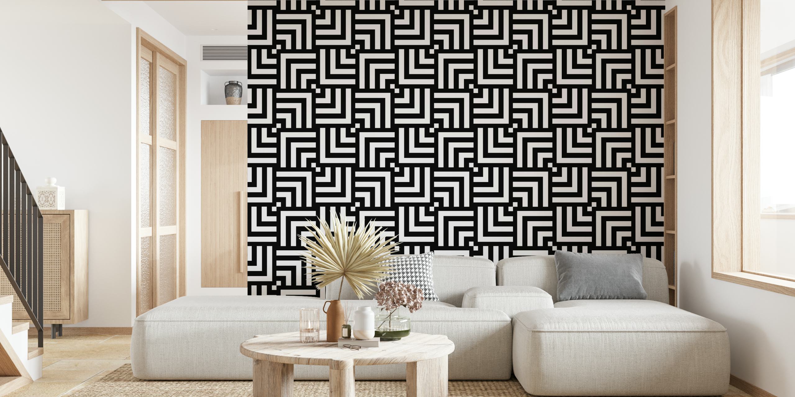 Optical Illusion Tapetdesign in Schwarz und Weiß