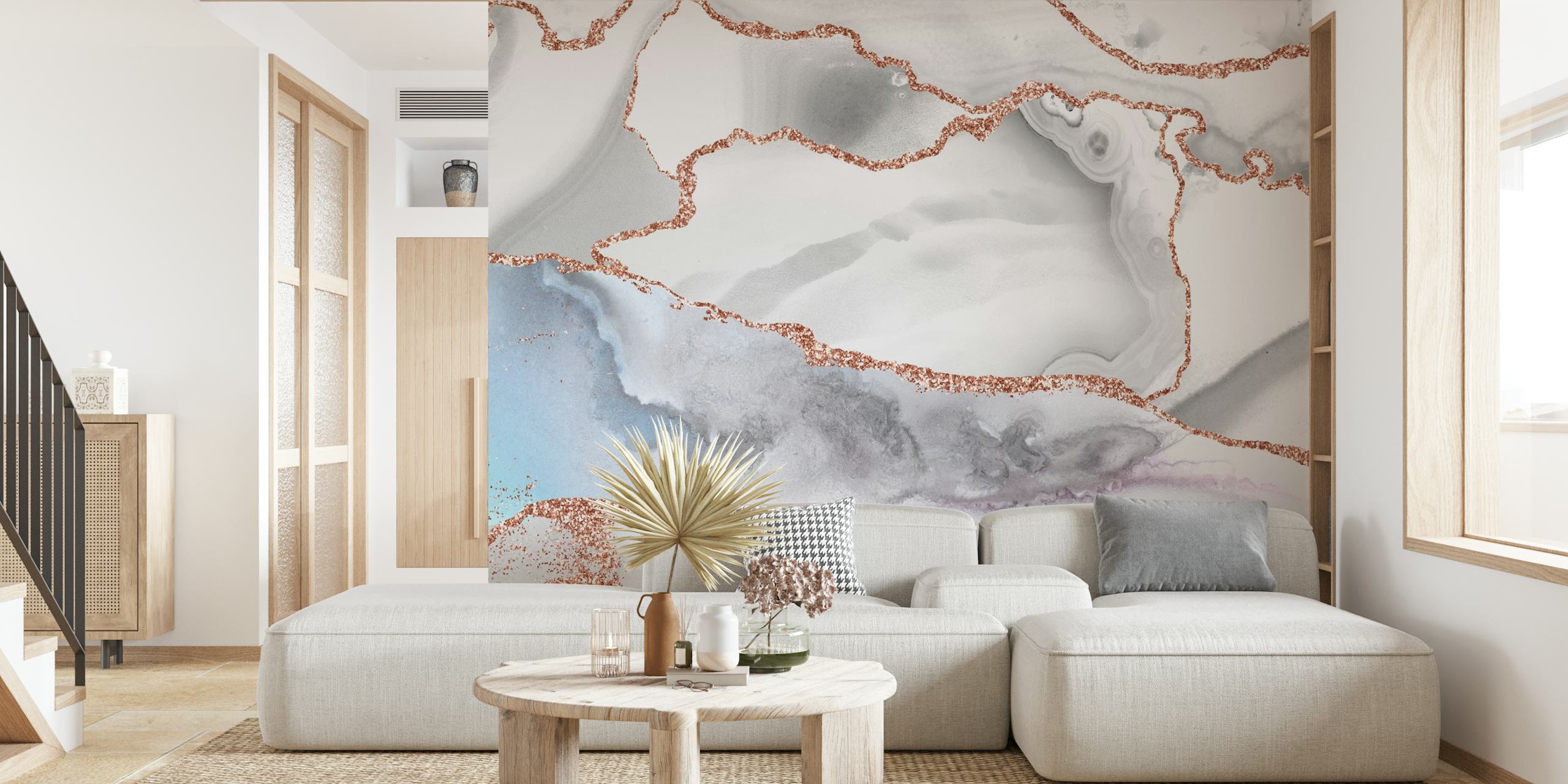 Tapeta Ice And Rosegold Marble v místnosti