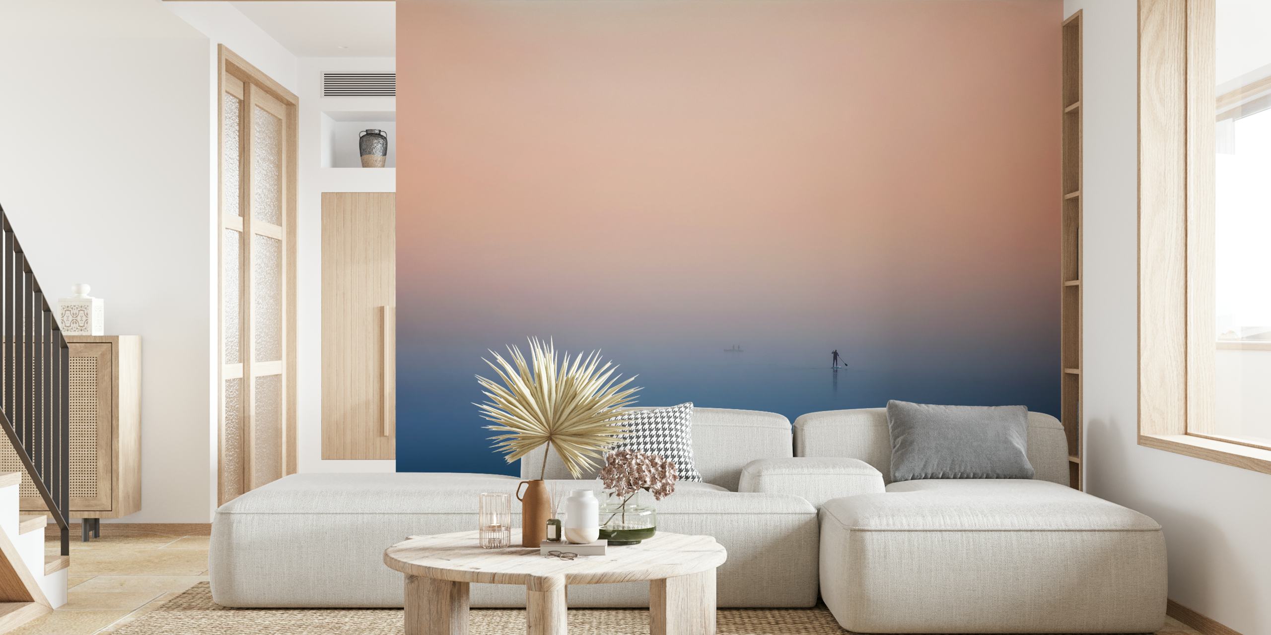 Stand up paddling wallpaper in a room