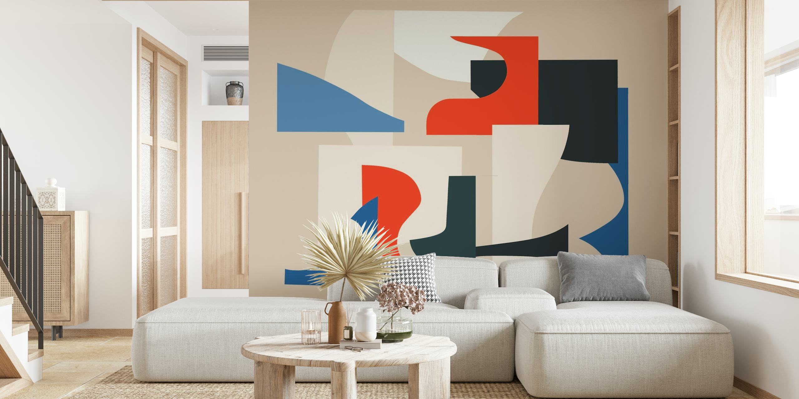 Colorful abstract cutouts behang
