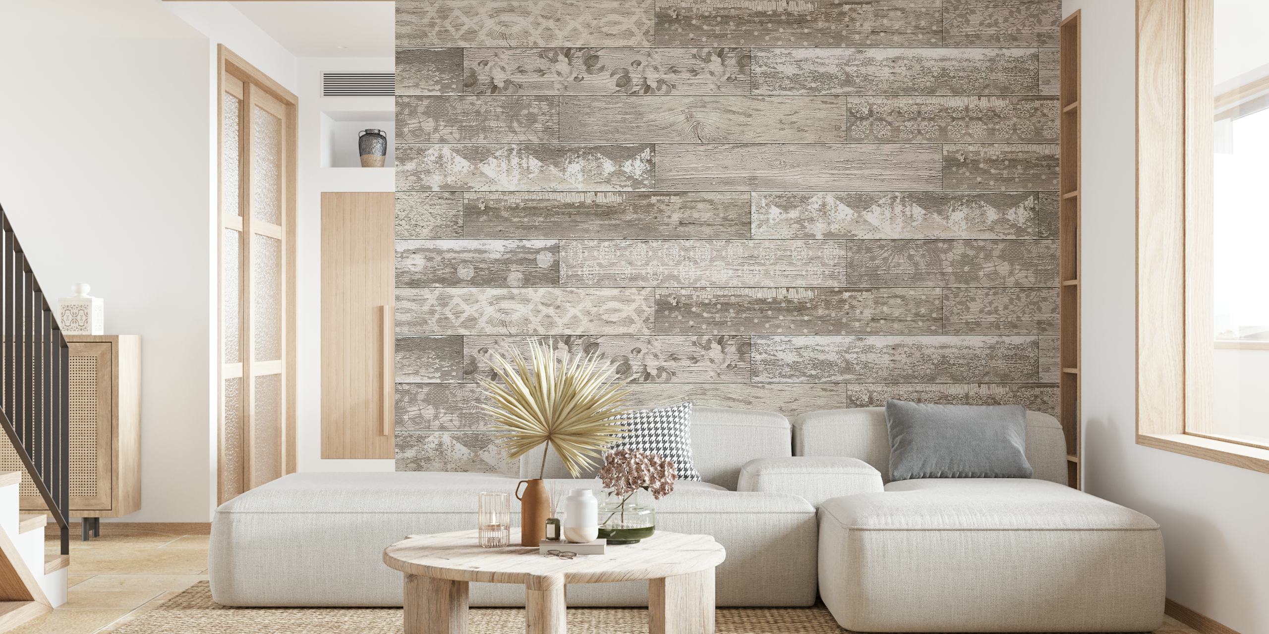 Vintage Wood Tiles tapeta u sobi