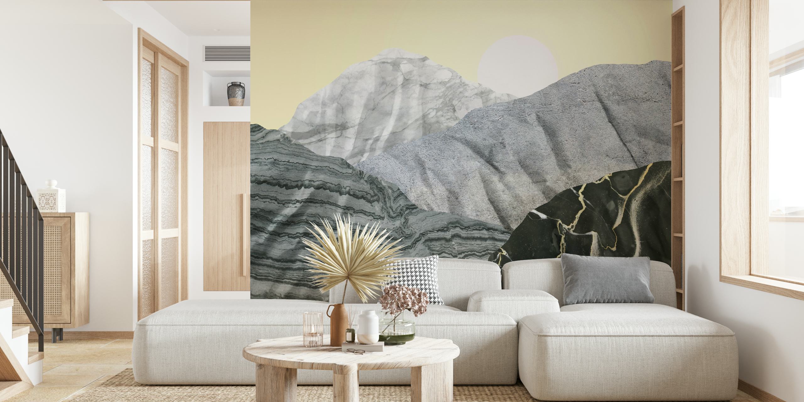 Marble Landscape III behang in een kamer