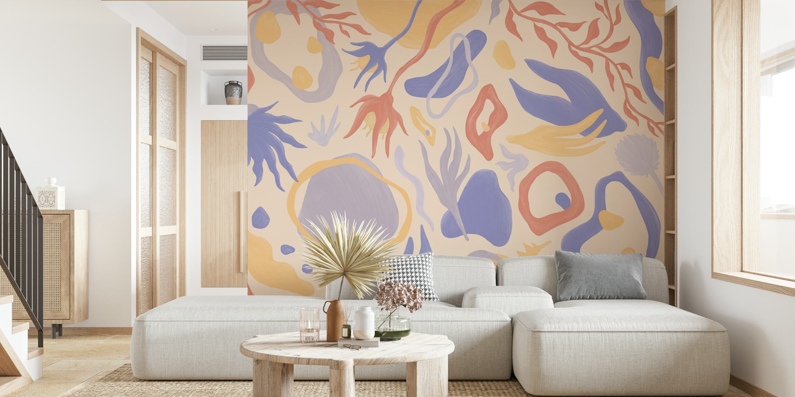 Lila Botanical Flow wallpaper in a room setting