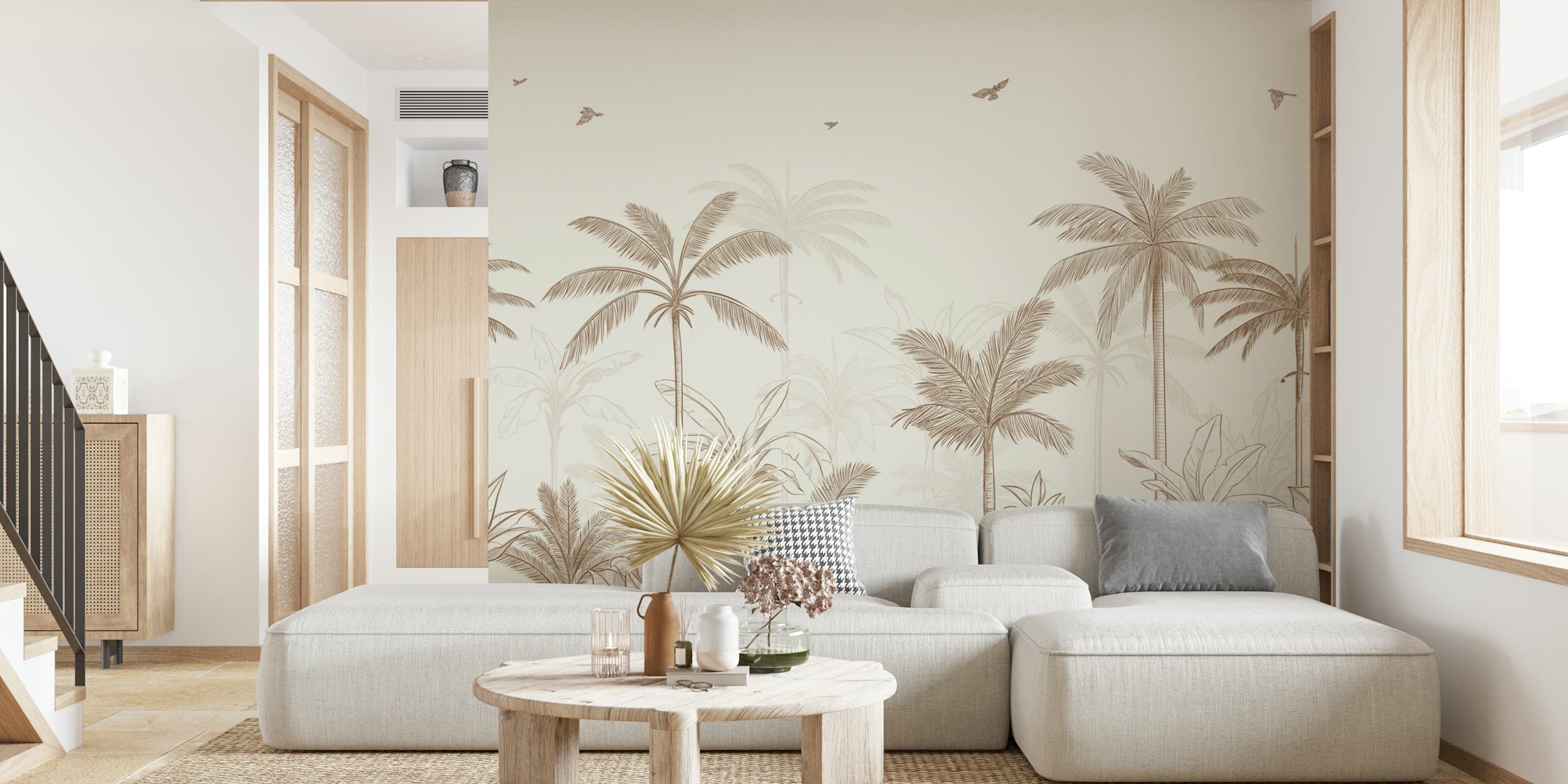 Vintage Jungle Scene-tapet i et rom