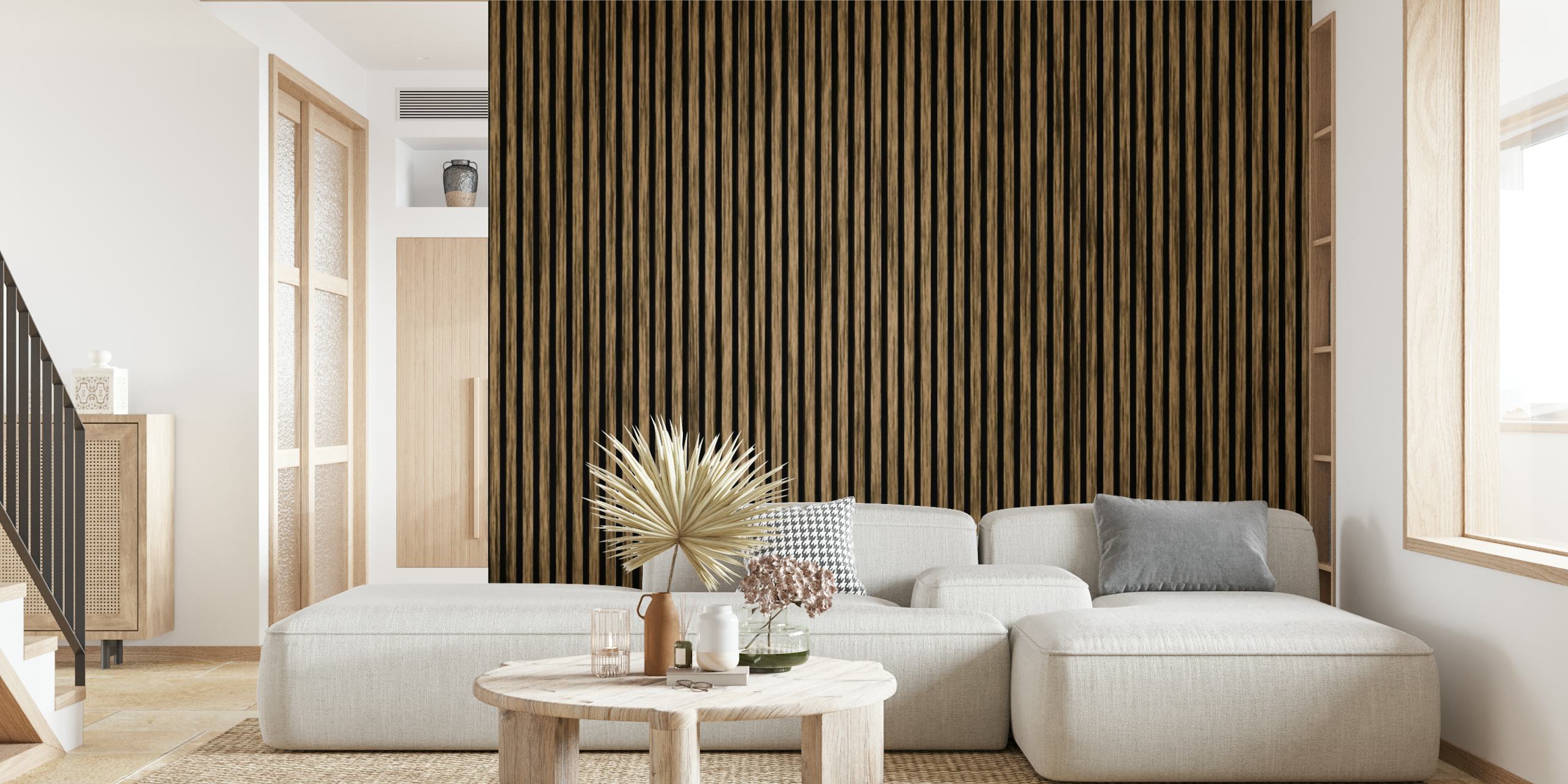 Tapeta Rustic Oak Slat Vintage v místnosti