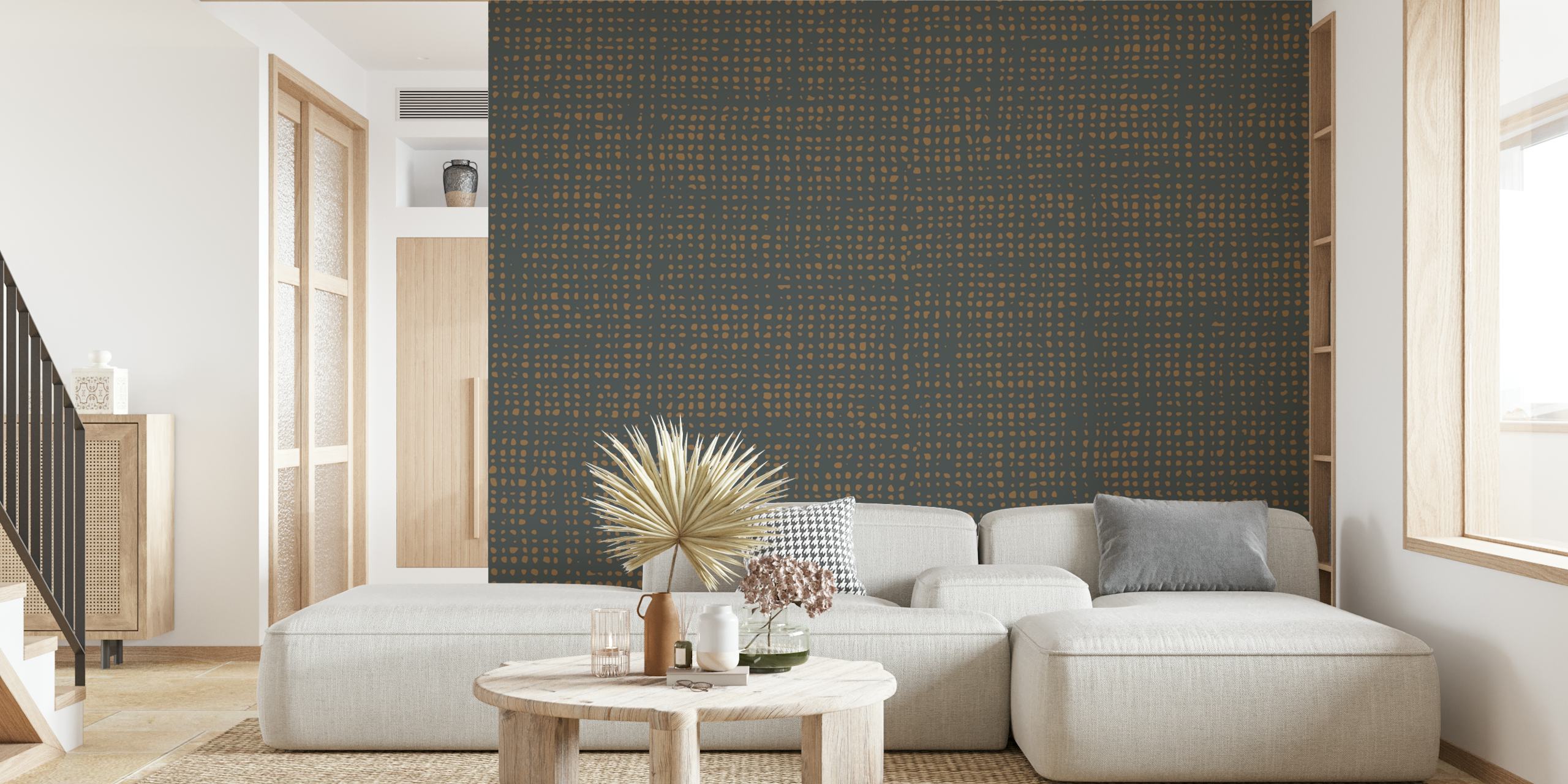 Blue textured fabric design with grid pattern wallpaper