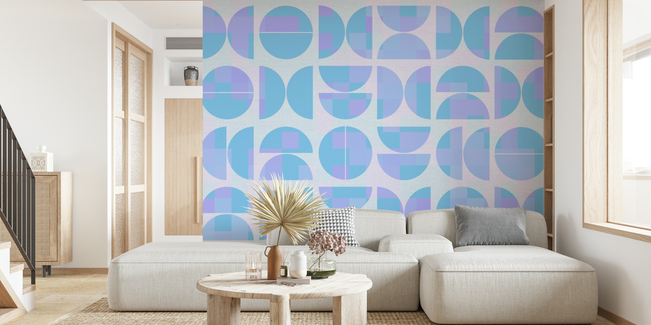Carta da parati Vivid Blue Bauhaus Geo in una stanza