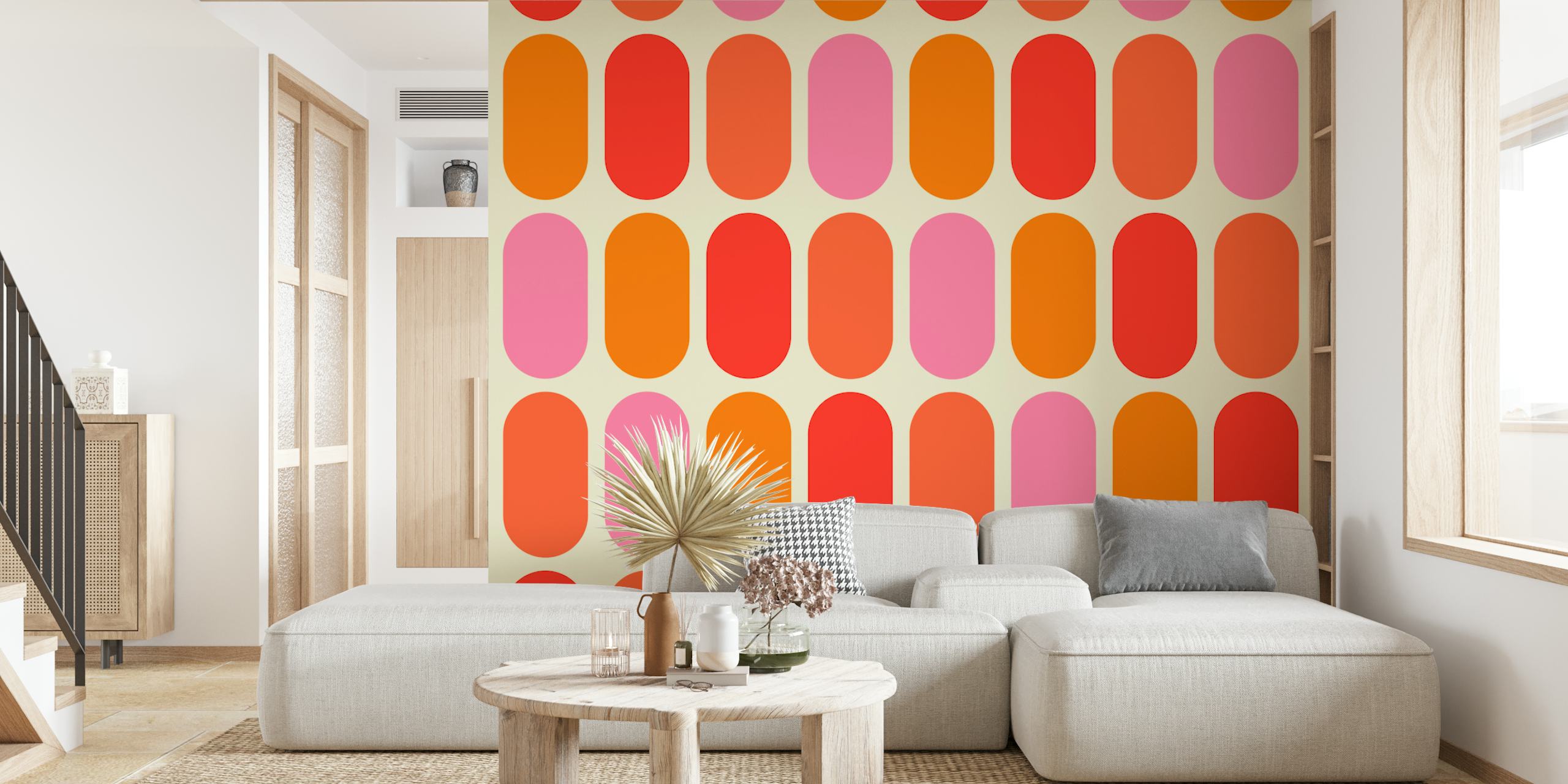 Mid Century Modern wallpaper in a colorful room