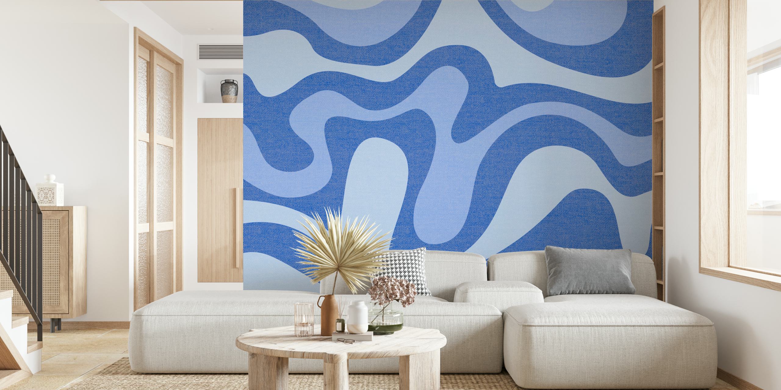 Groovy Blue Waves tapet i et rom