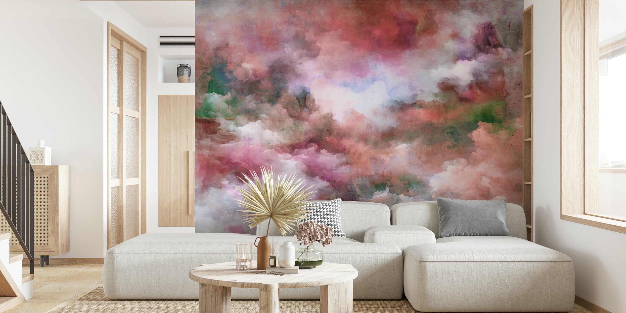 Soft pink and peach abstract cloud wallpaper