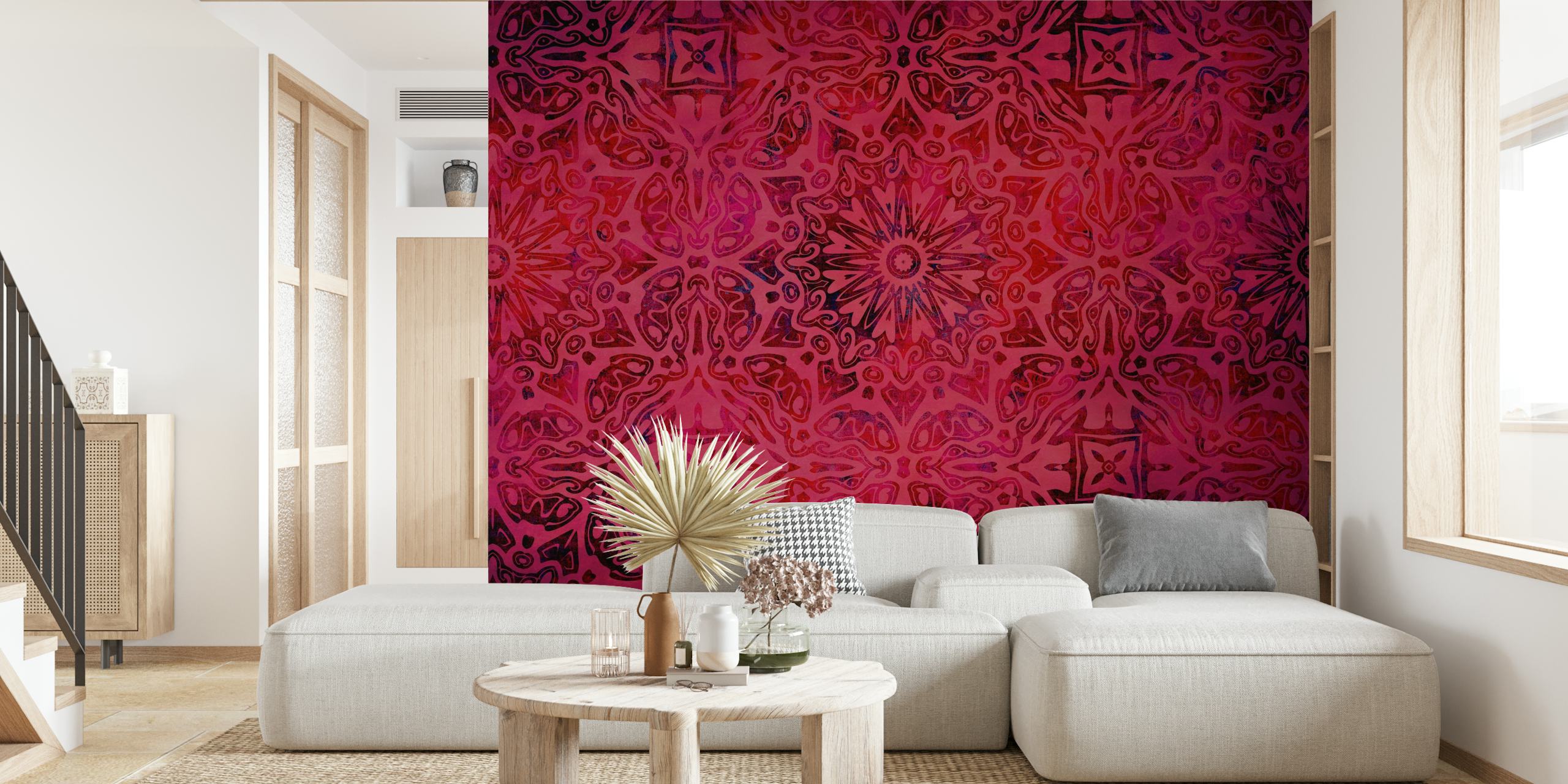 Ταπετσαρία Red Vintage Modern Kelim σε ένα δωμάτιο