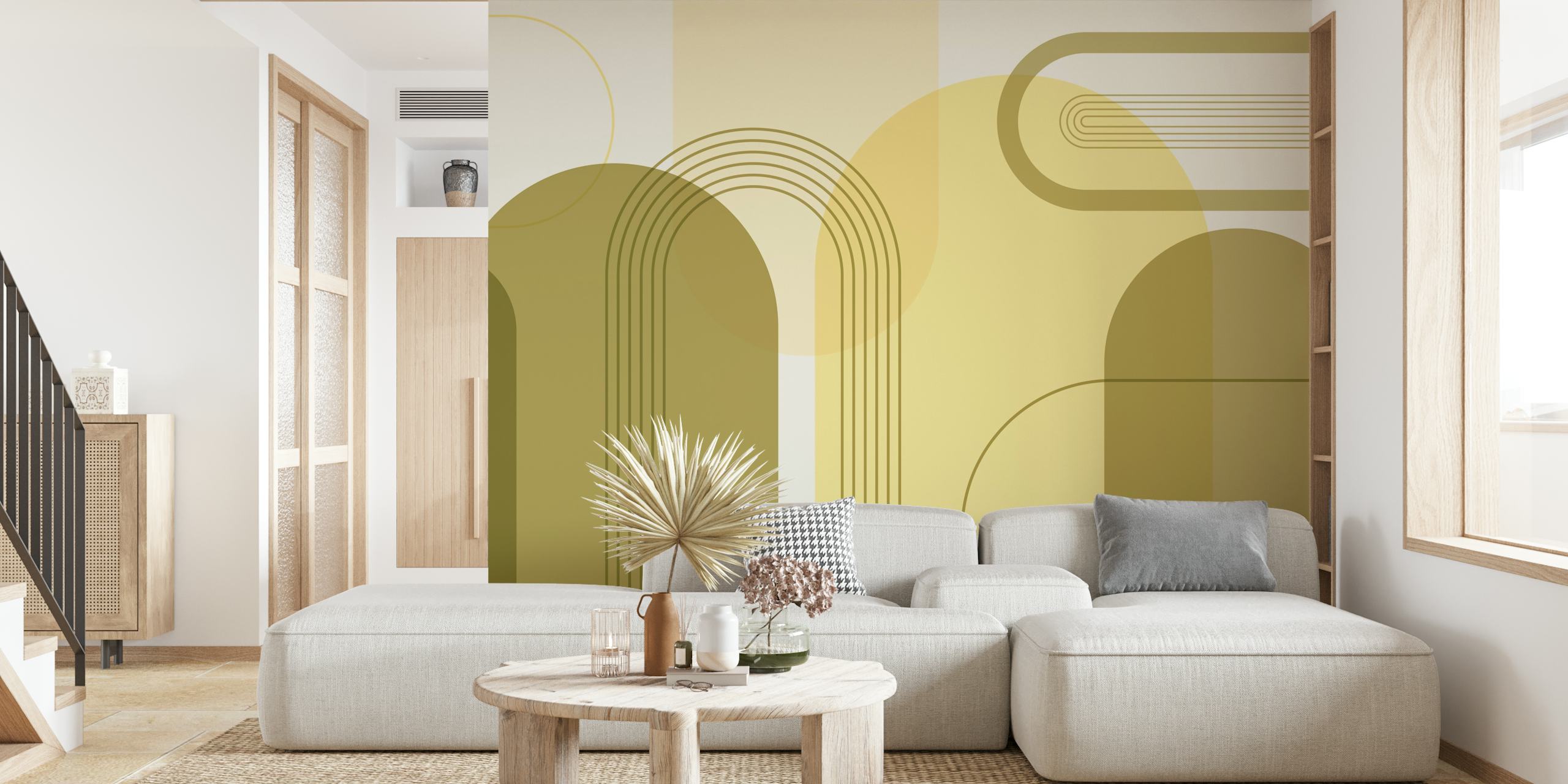 Geometric lines and shapes in earthy tones wallpaper