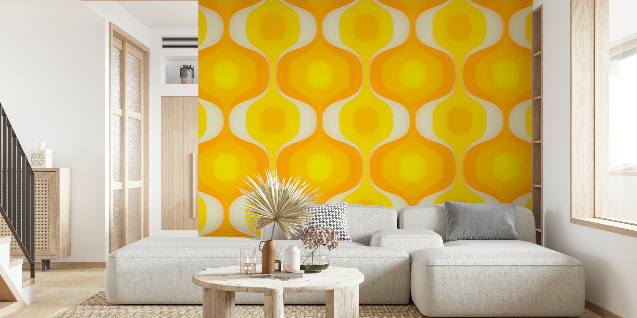 Papel pintado Sunny 70s Retro Vibes Geo en una habitación