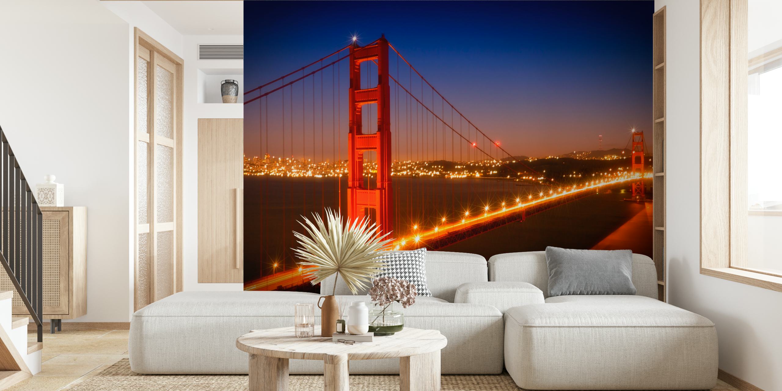 Golden Gate Bridge night view with bright lights wallpaper