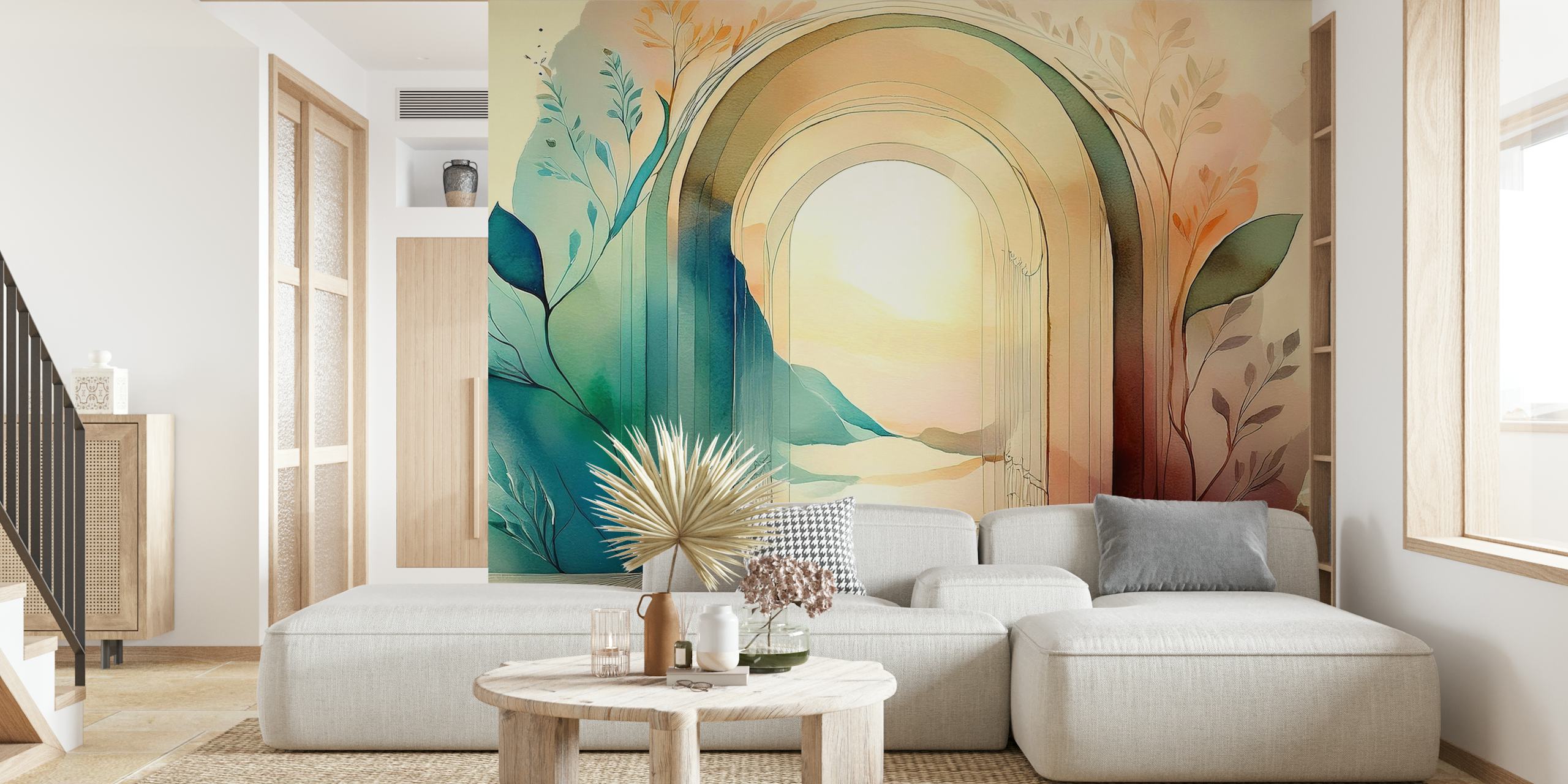 Botanical Dream Arches wallpaper in a room